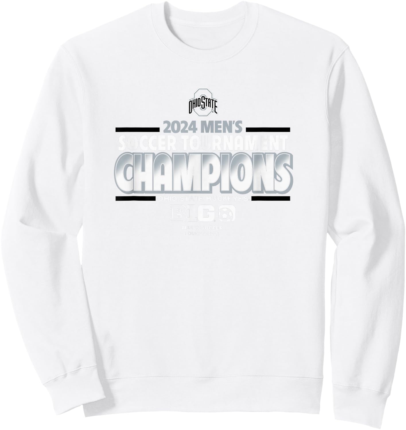 Ohio State Buckeyes Big Ten Champs 2024 Men's Soccer Red Sweatshirt - Sweatshirt | White
