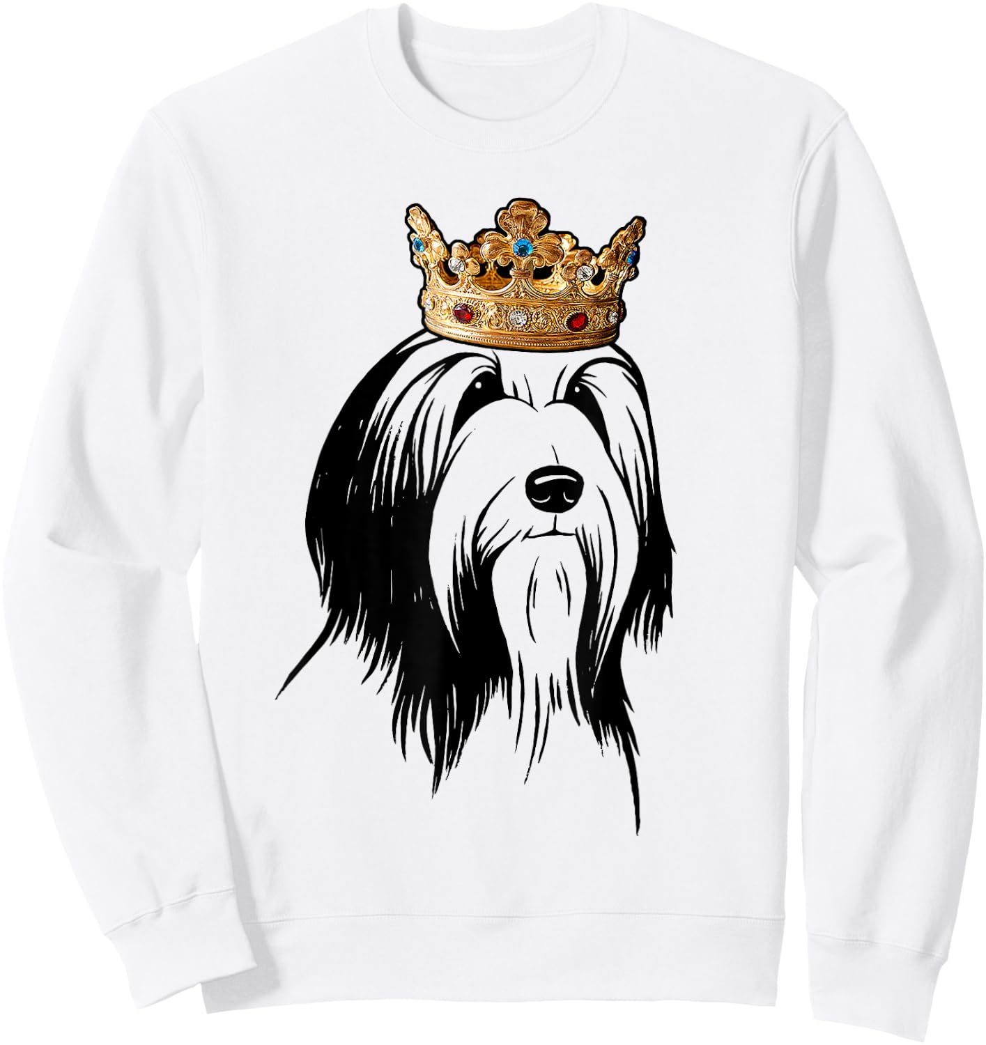 Bearded Collie Dog Wearing Crown Sweatshirt - Sweatshirt | White