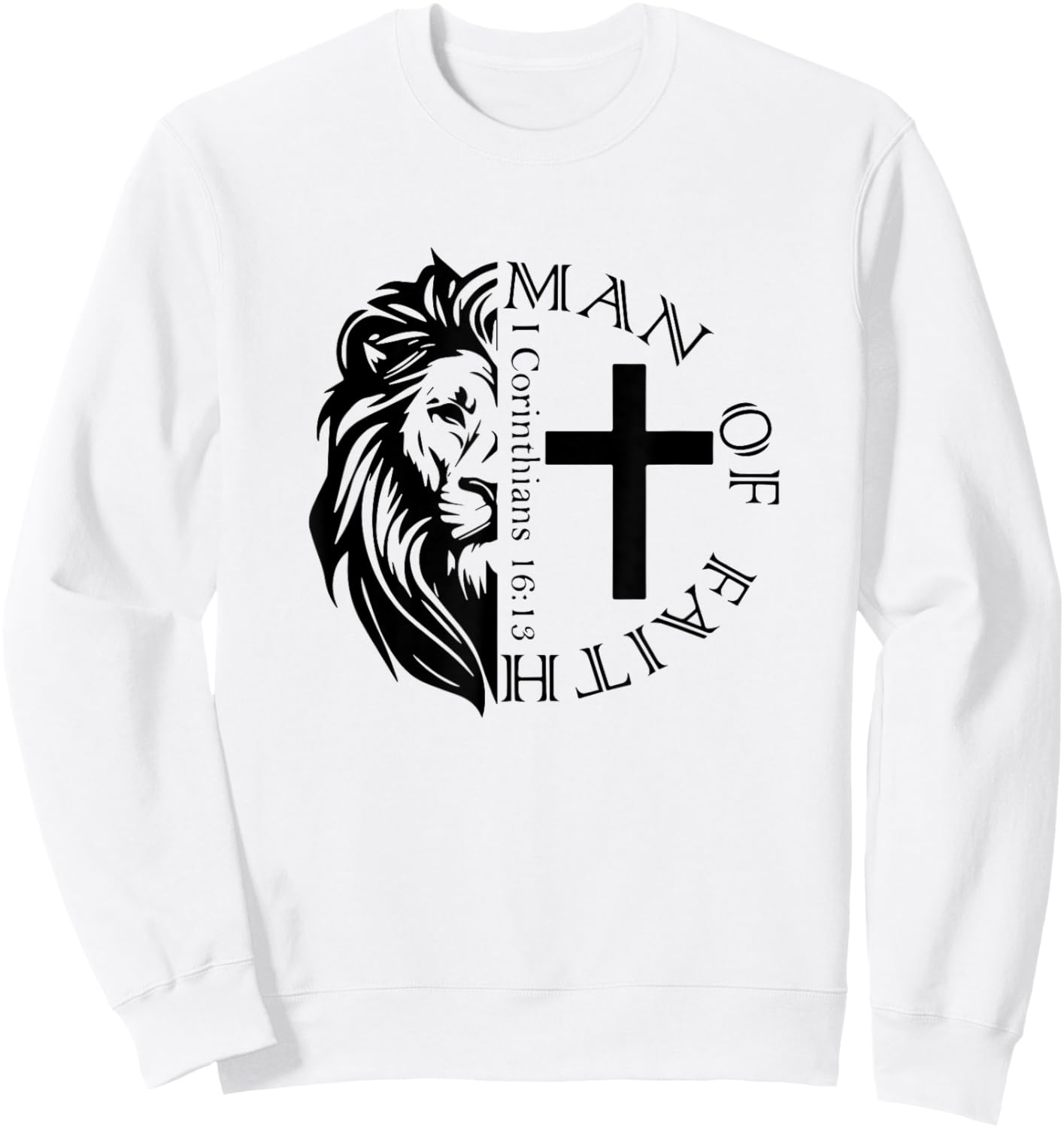 Faith, God, Religious, Man of Faith, Believe, Faith Cross Sweatshirt - Sweatshirt | White