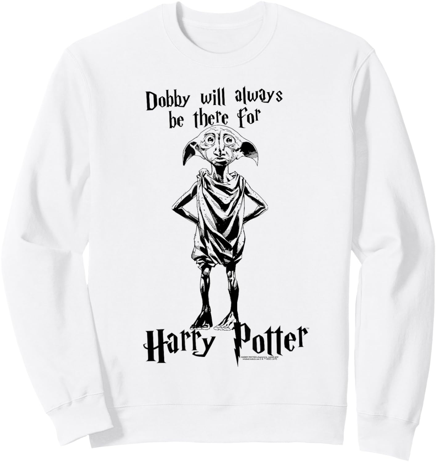 Popfunk Harry Potter Dobby Will Always Be There -Adults White Sweatshirt - Sweatshirt | White