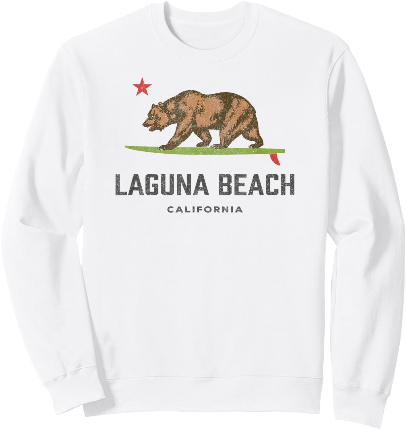 Vintage Laguna Beach California Bear Surfing Souvenir Sweatshirt - Sweatshirt | White