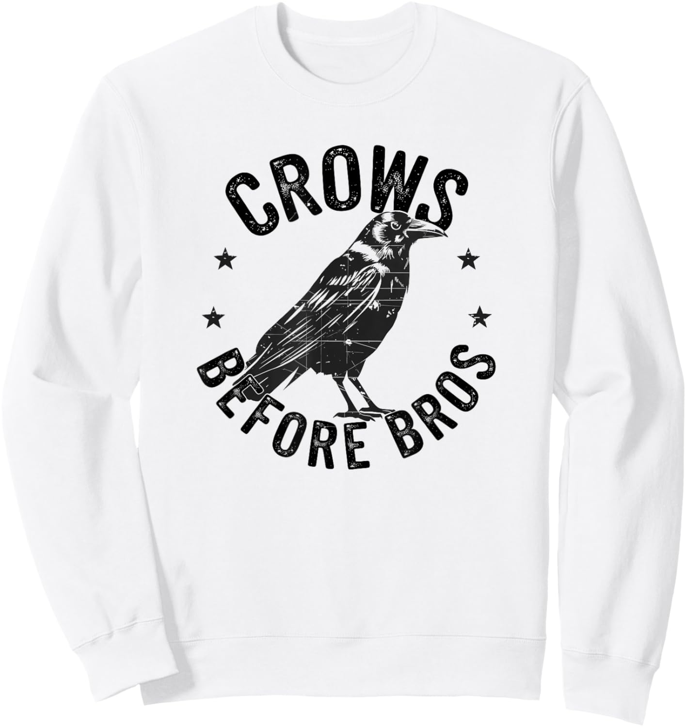 Crows Before Bros Grunge Raven Sweatshirt - Sweatshirt | White