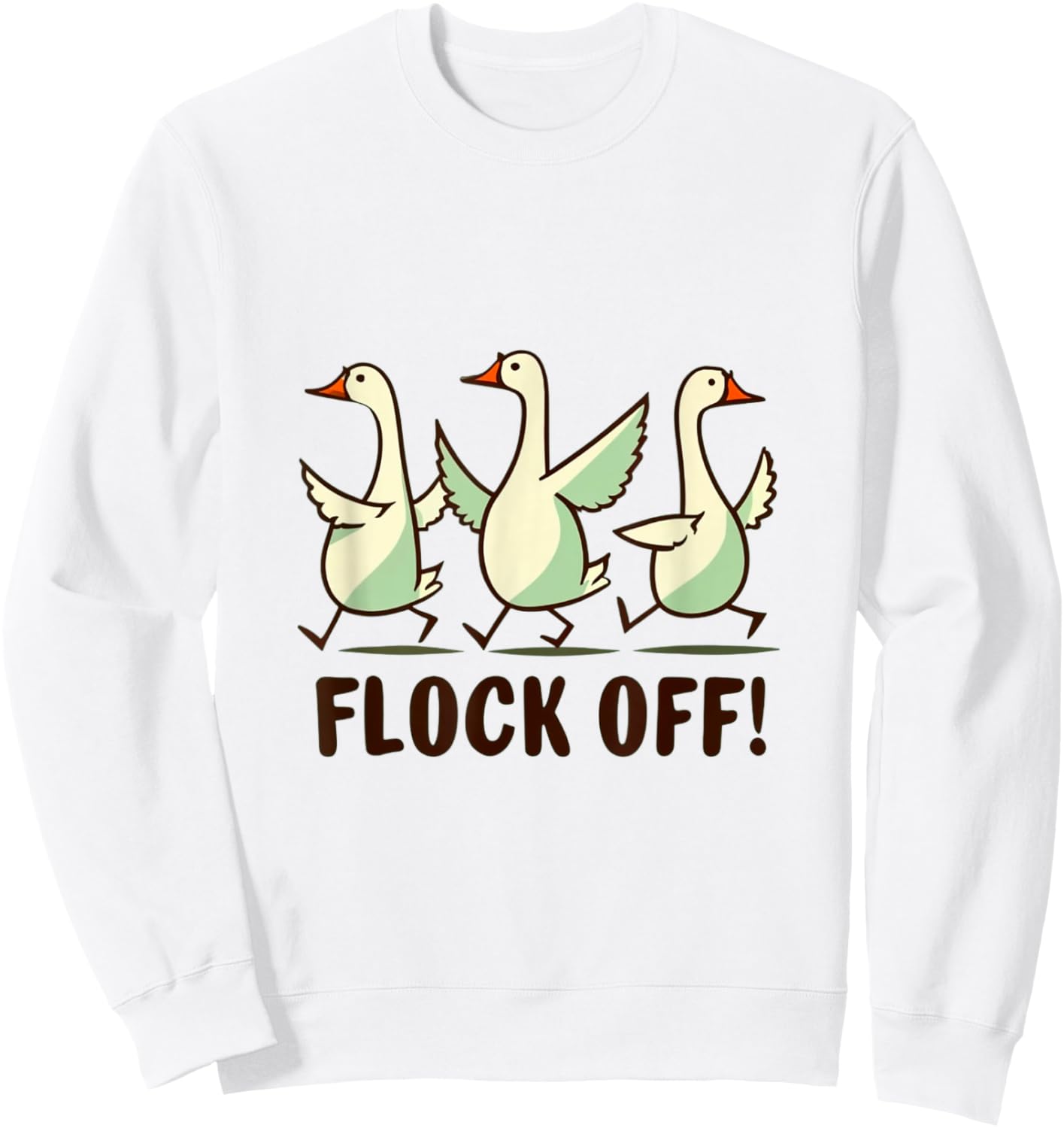 Flock off | funny | duck-meme | bird | flight | fly Sweatshirt - Sweatshirt | White