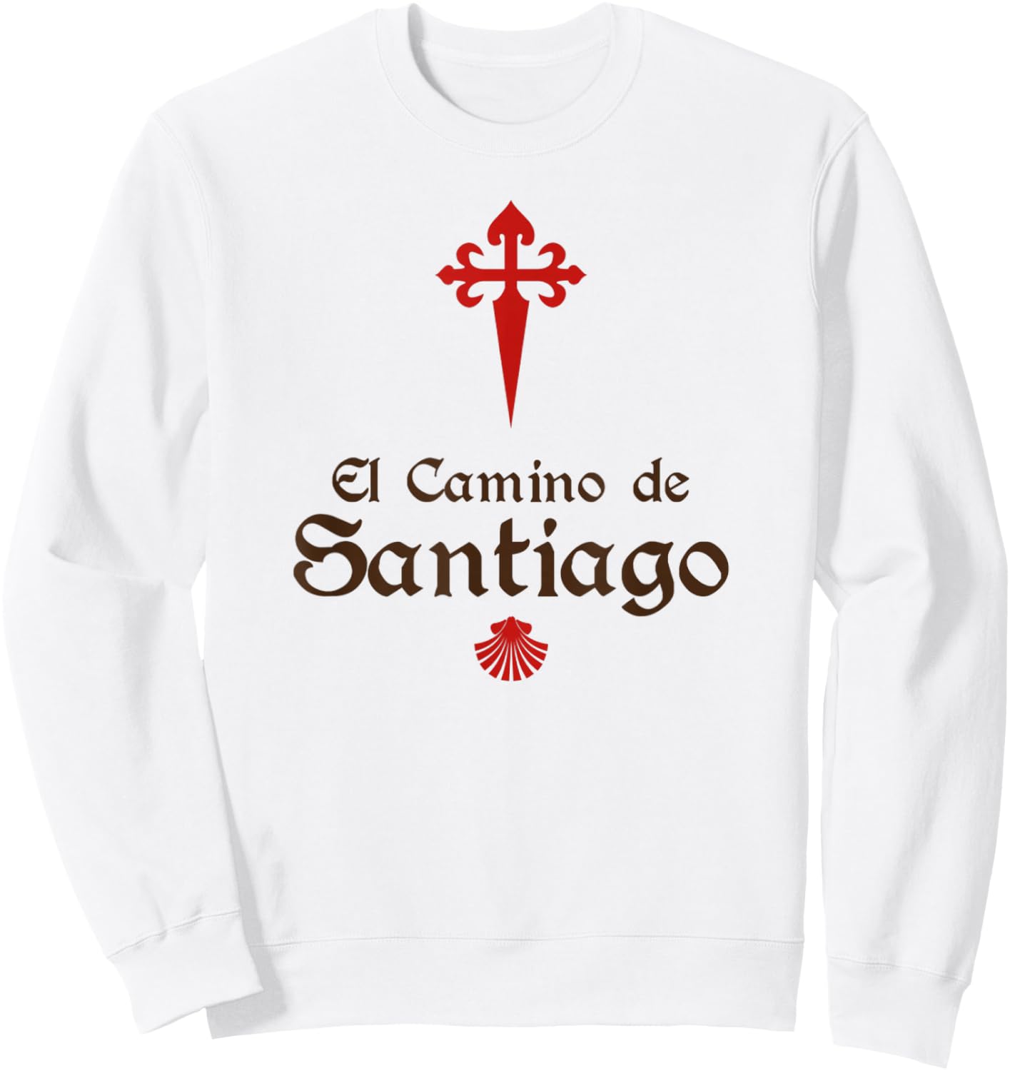 El Camino De Santiago ~ Saint James Cross ~ Scallop Shell Sweatshirt - Sweatshirt | White