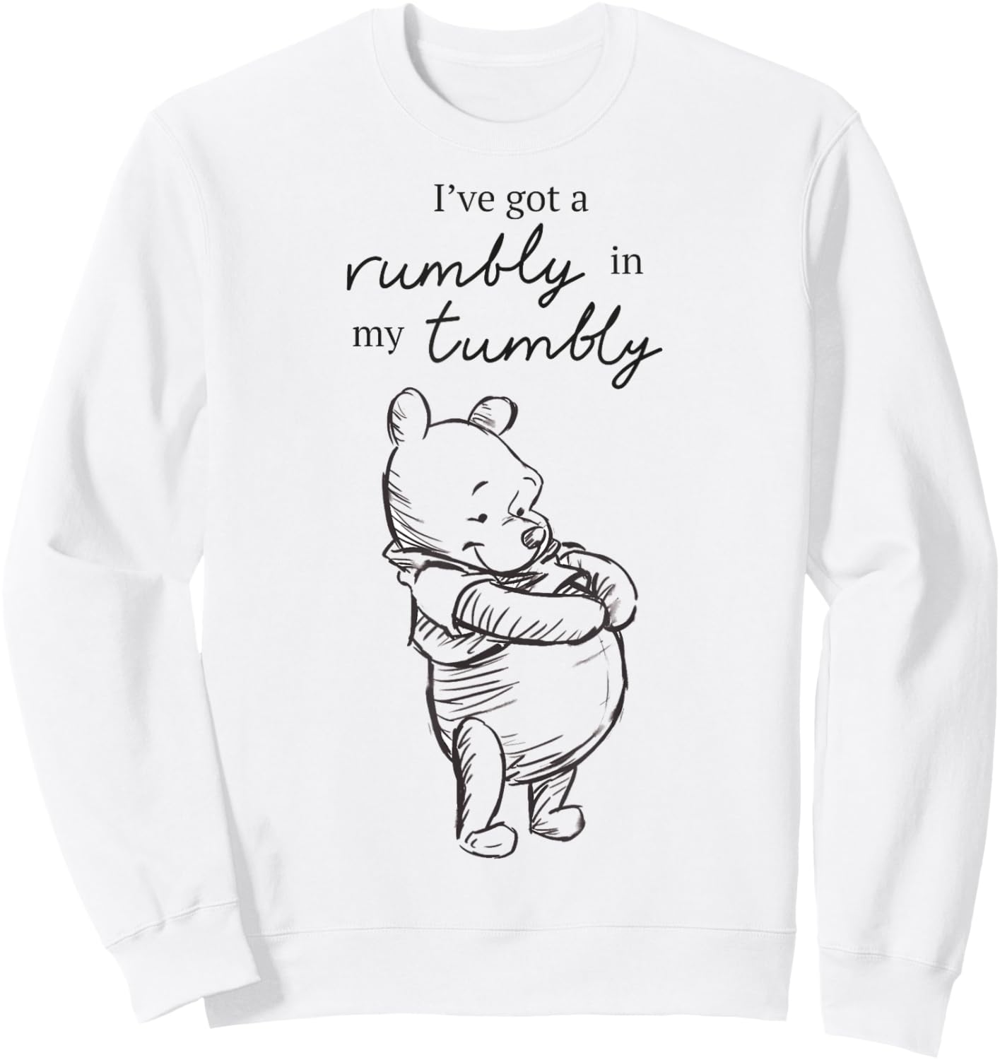 Disney Winnie The Pooh I've Got A Rumbly In My Tumbly Logo Sweatshirt - Sweatshirt | White