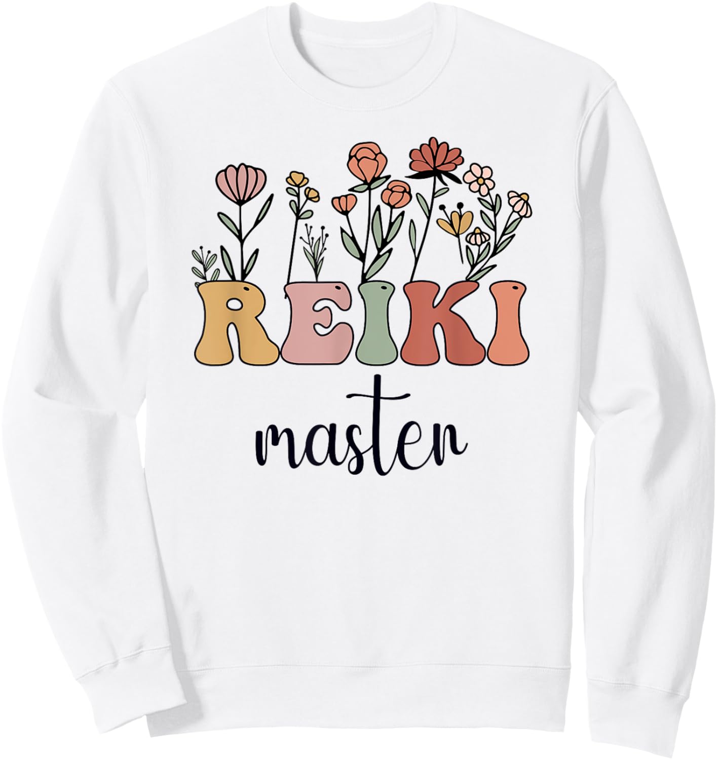 Reiki Master Wildflower Groovy Women Sweatshirt - Sweatshirt | White