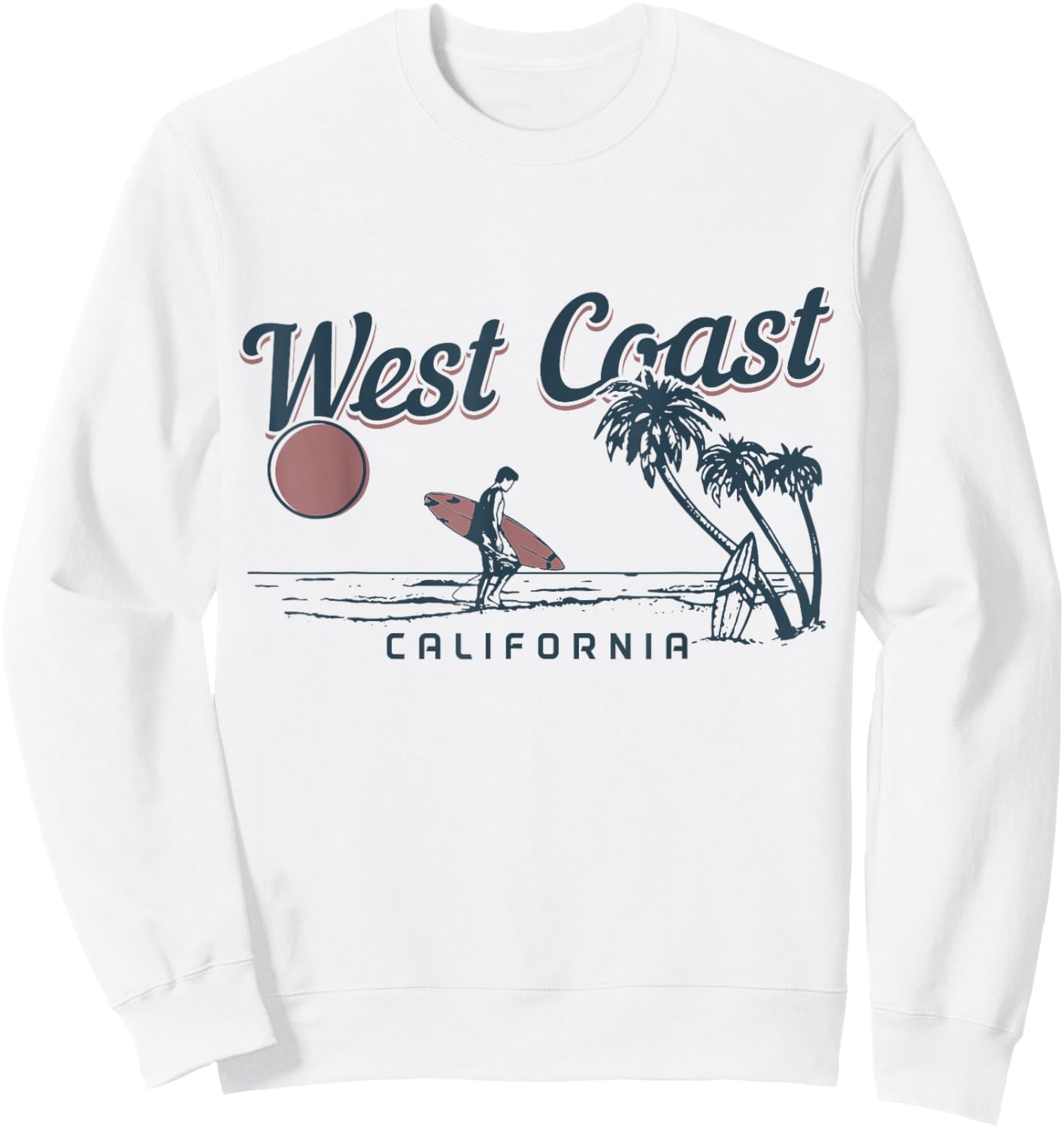 West Coast California Beach San Diego Surf Vintage Surfer Sweatshirt - Sweatshirt | White