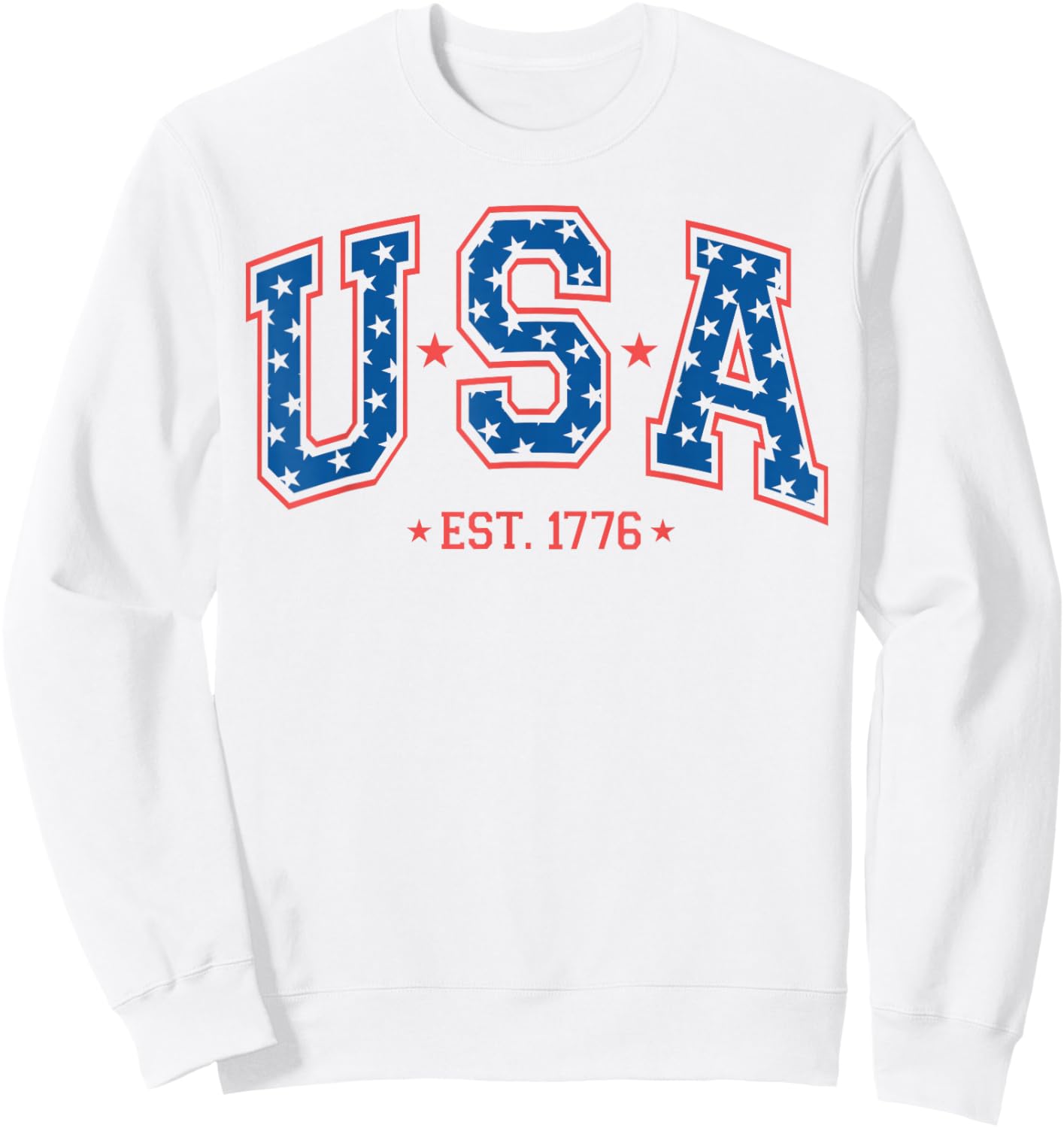 USA Est. 1776 4th of July Patriotic US American Flag Sweatshirt - Sweatshirt | White
