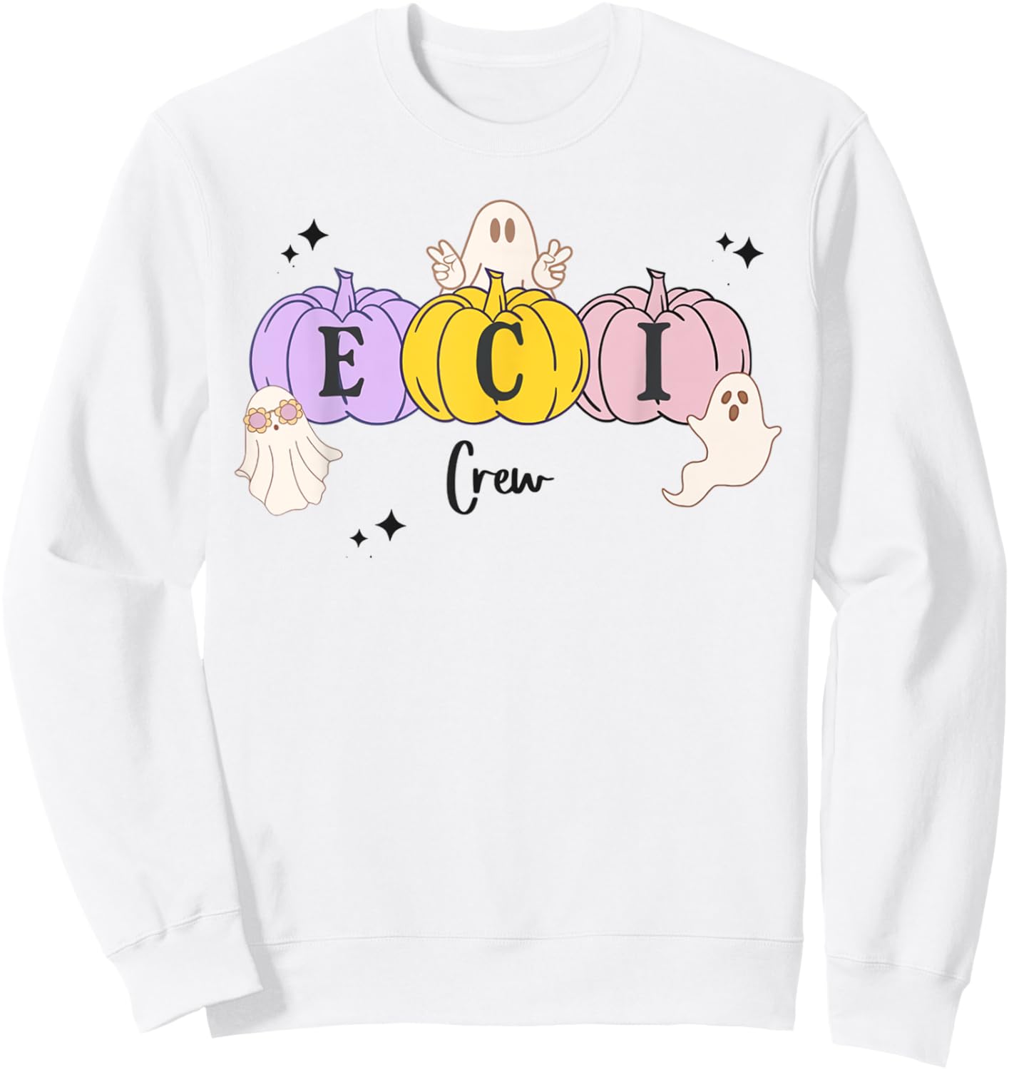 ECI Speech Therapy SLP Pumpkins Ghosts Speech Autumn Fall Sweatshirt - Sweatshirt | White