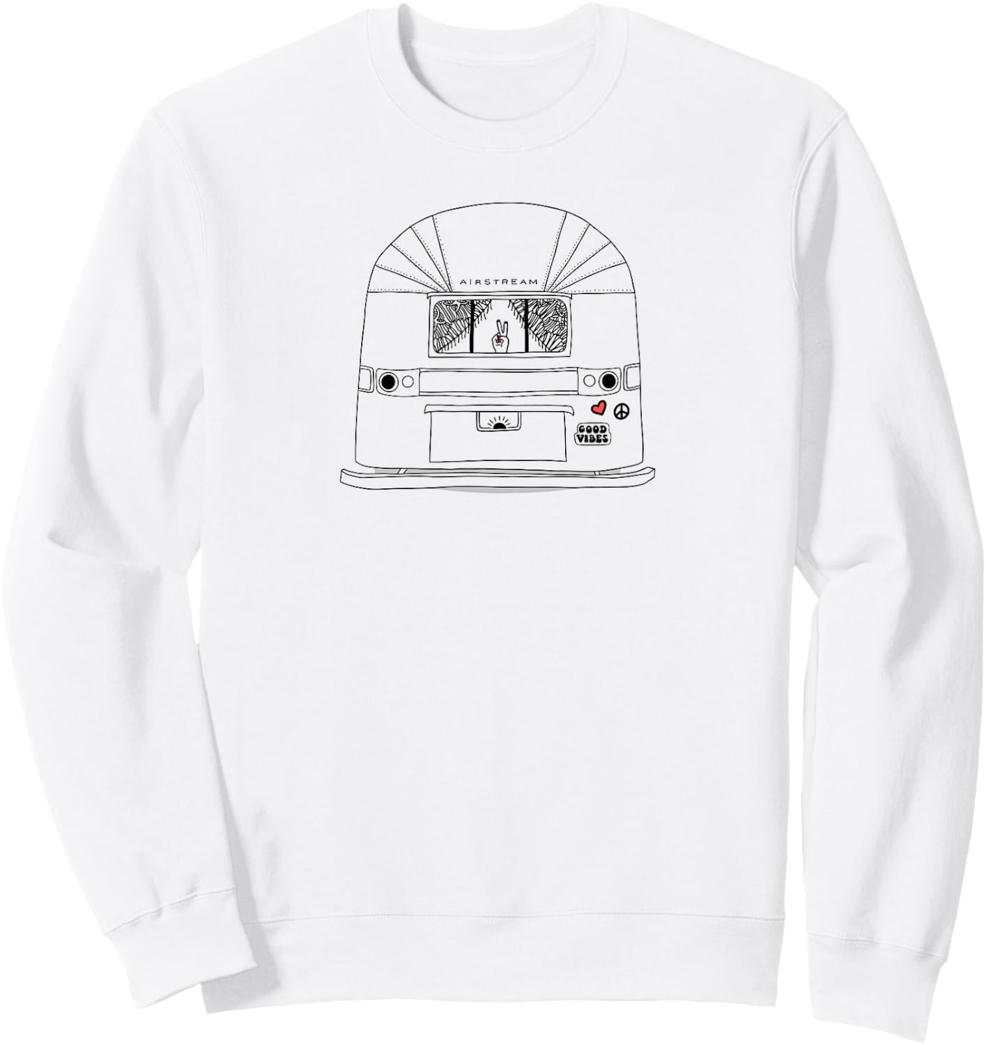 Retro 60s Airstream Hippie Peace Wanderlust Travel Sweatshirt - Sweatshirt | White