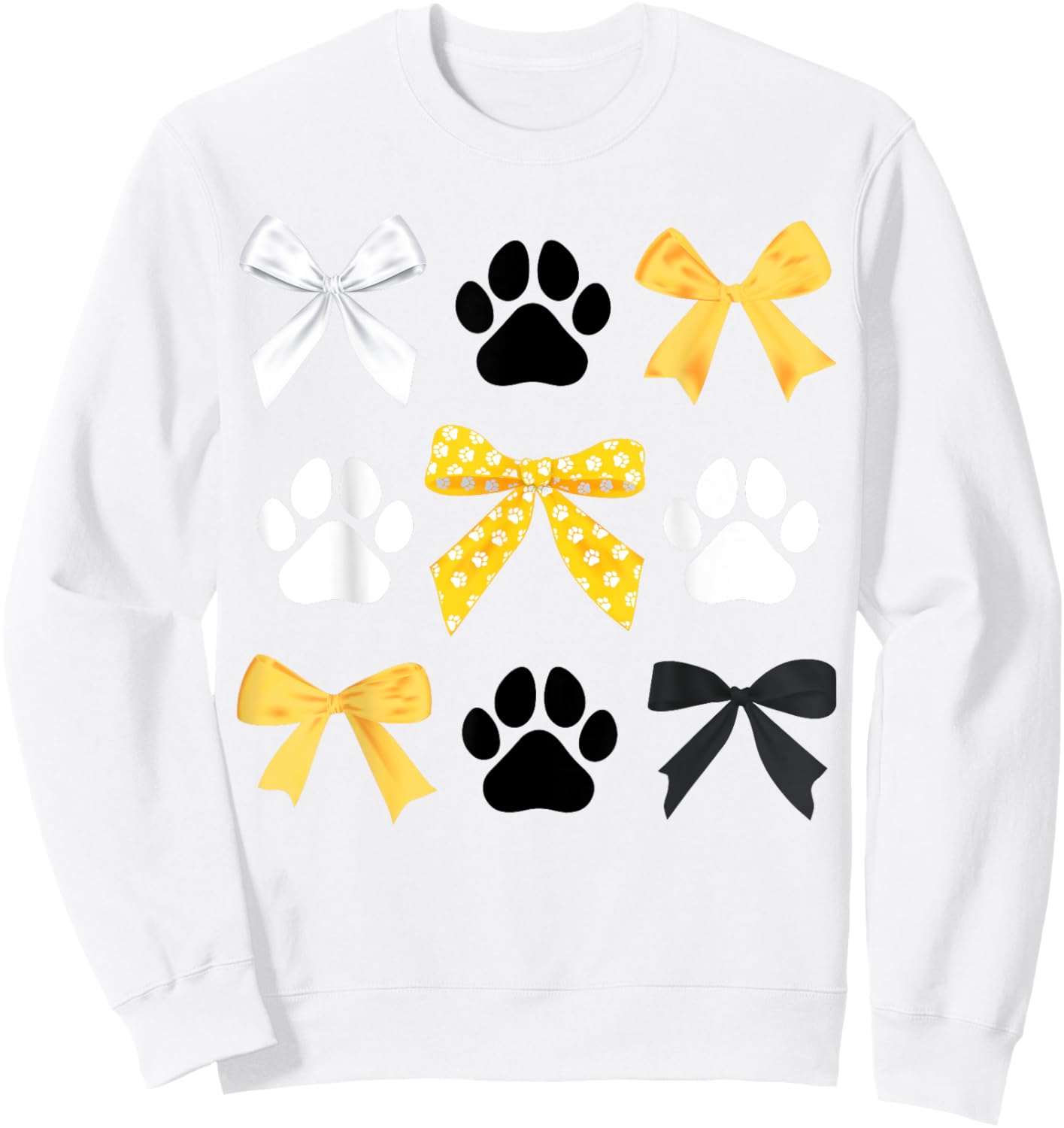 Coquette Bows and Paw Print Trendy School Spirit Teacher Sweatshirt - Sweatshirt | White