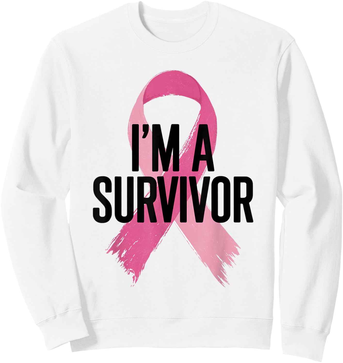 Survivor Pink Ribbon Breast Cancer Awareness Sweatshirt - Sweatshirt | White
