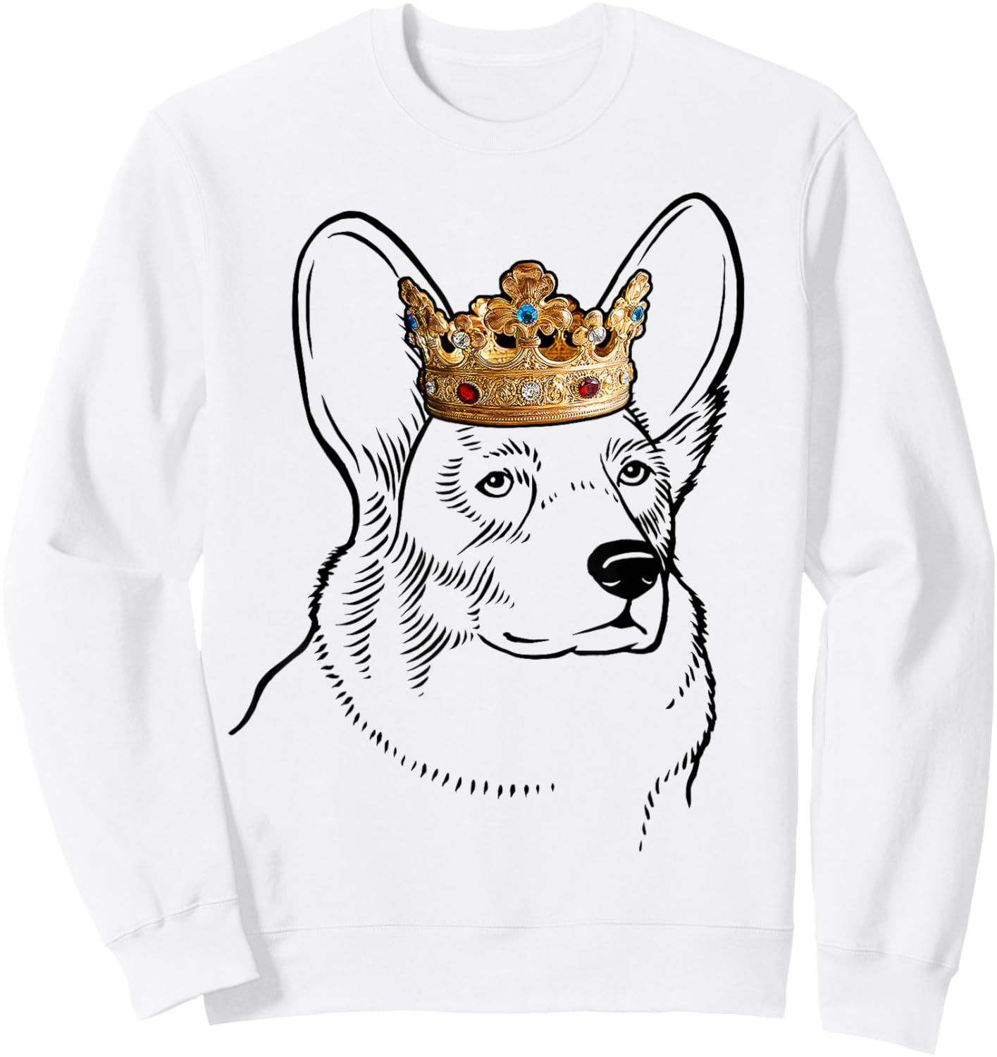 Cardigan Welsh Corgi Dog Wearing Crown Women Kids Sweatshirt - Sweatshirt | White