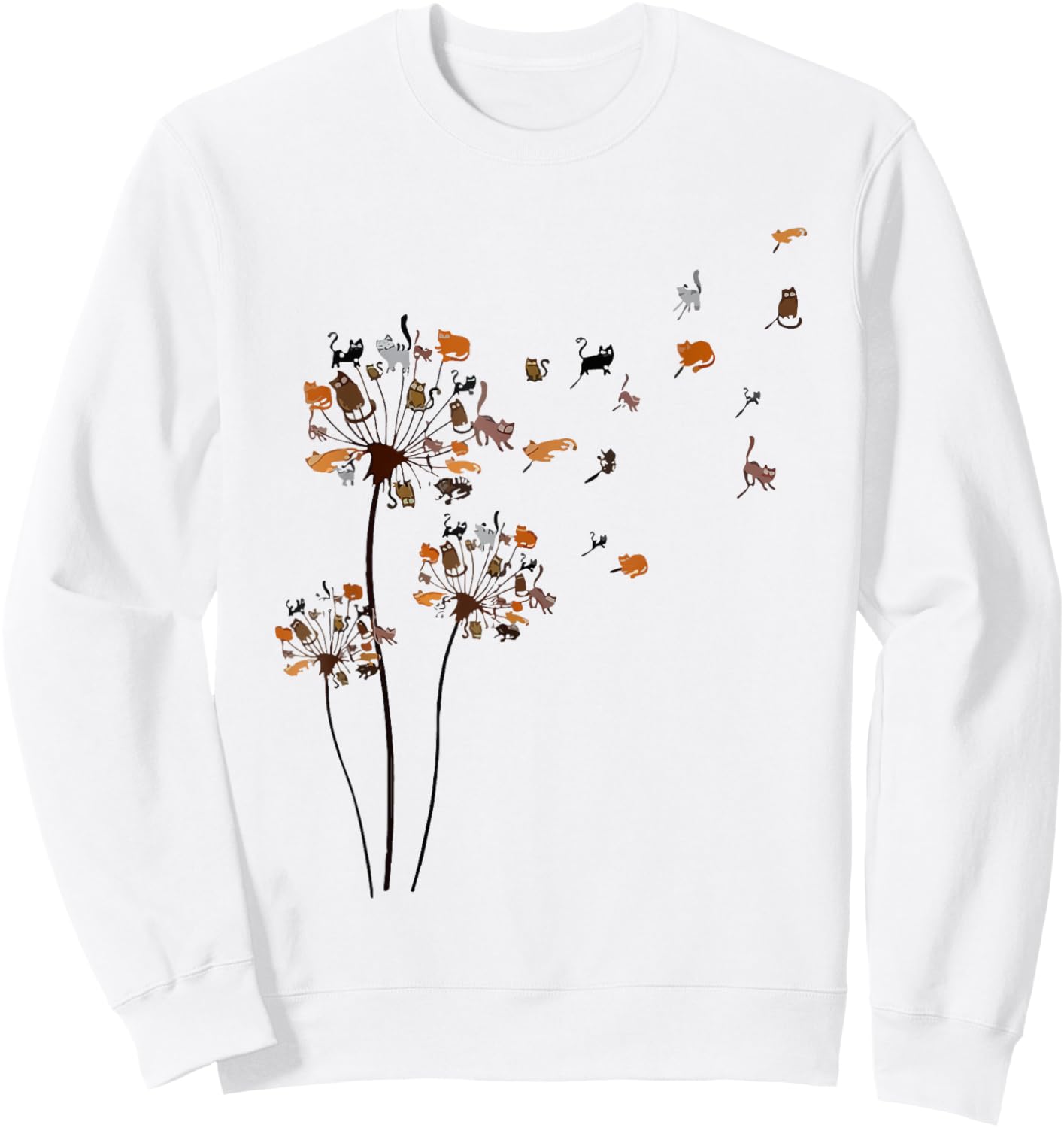 Cute Dandelion Cats Flower Colorful Pet Cat Funny Cat Mom Women Sweatshirt - Sweatshirt | White