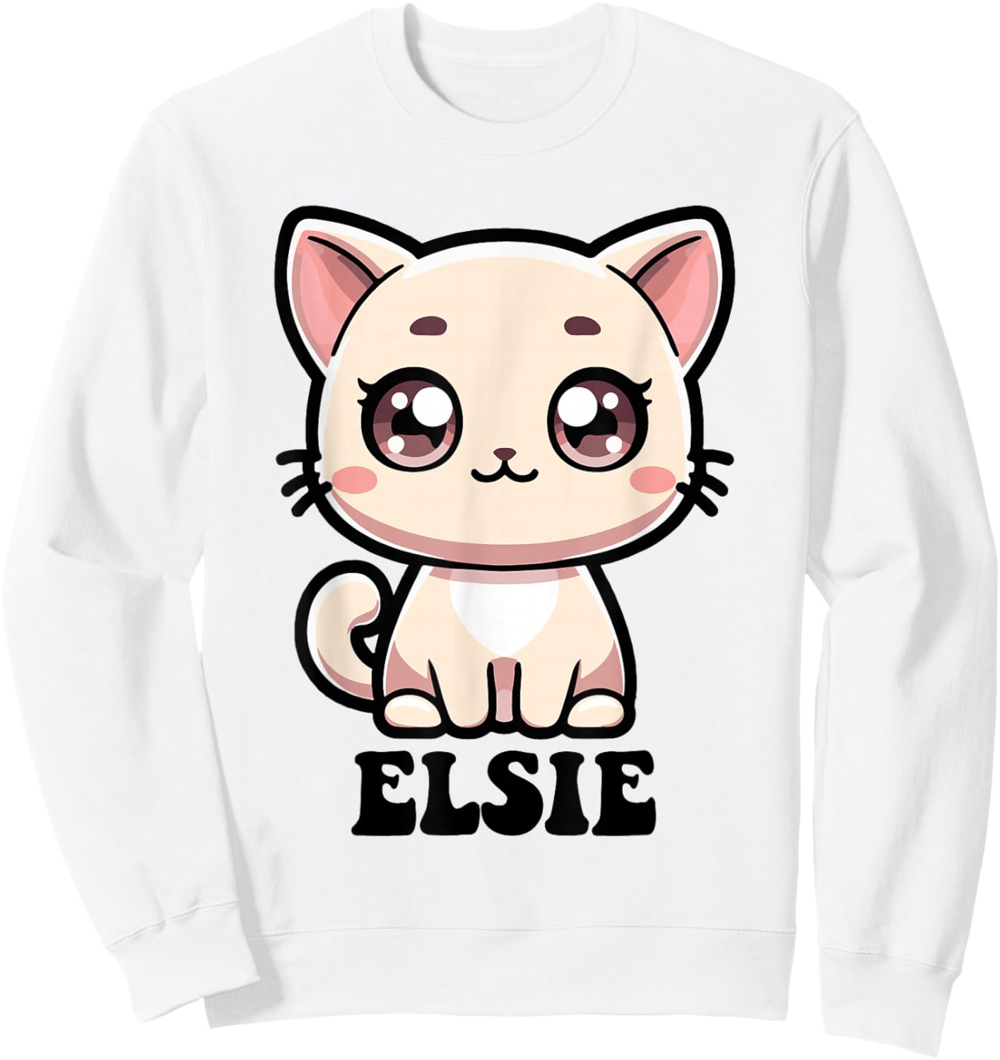 Elsie Cute Kitty Cat Design for Girls Name Elsie Sweatshirt - Sweatshirt | White