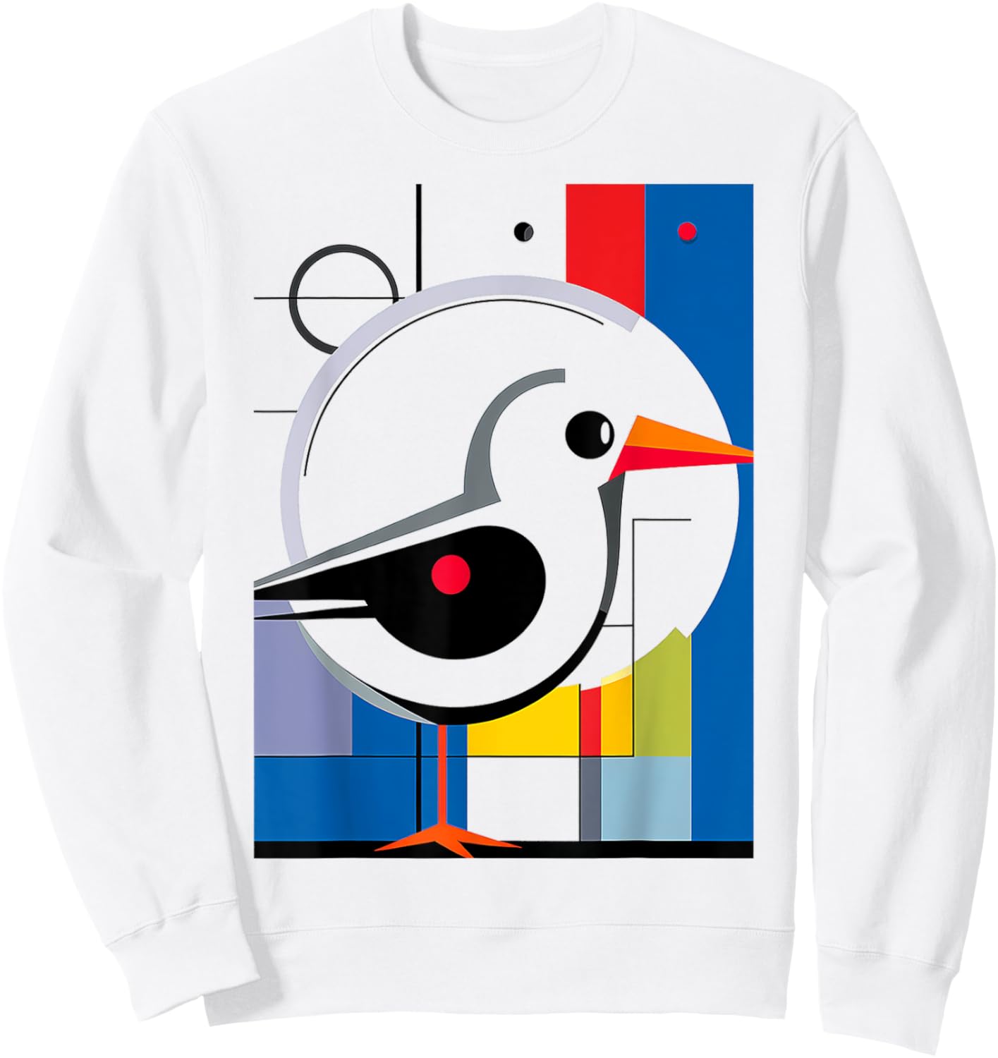 Bird Geoemtric Abstract Animal Art Colorful Graphic Bird Sweatshirt - Sweatshirt | White