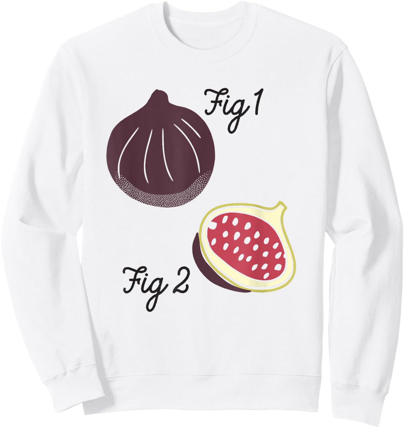 Fig 1 Funny Figs Fruit Scientific Drawing Textbook Graphic Sweatshirt - Sweatshirt | White
