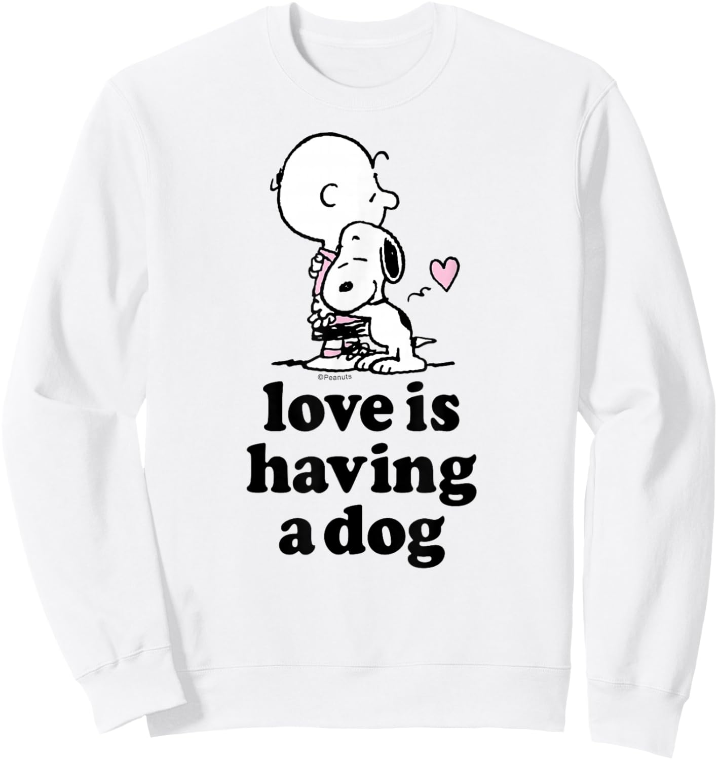Peanuts - Snoopy Charlie Brown Hugging Love is Having A Dog Sweatshirt - Sweatshirt | White