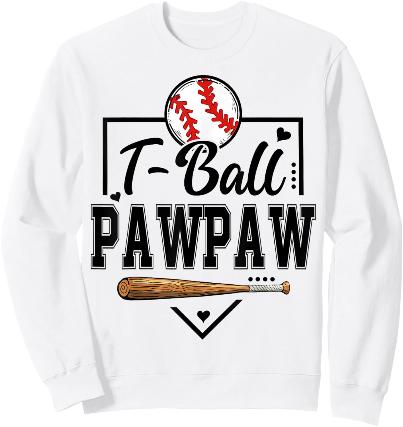 T-Ball Pawpaw Heart Funny Ball Pawpaw Sweatshirt - Sweatshirt | White