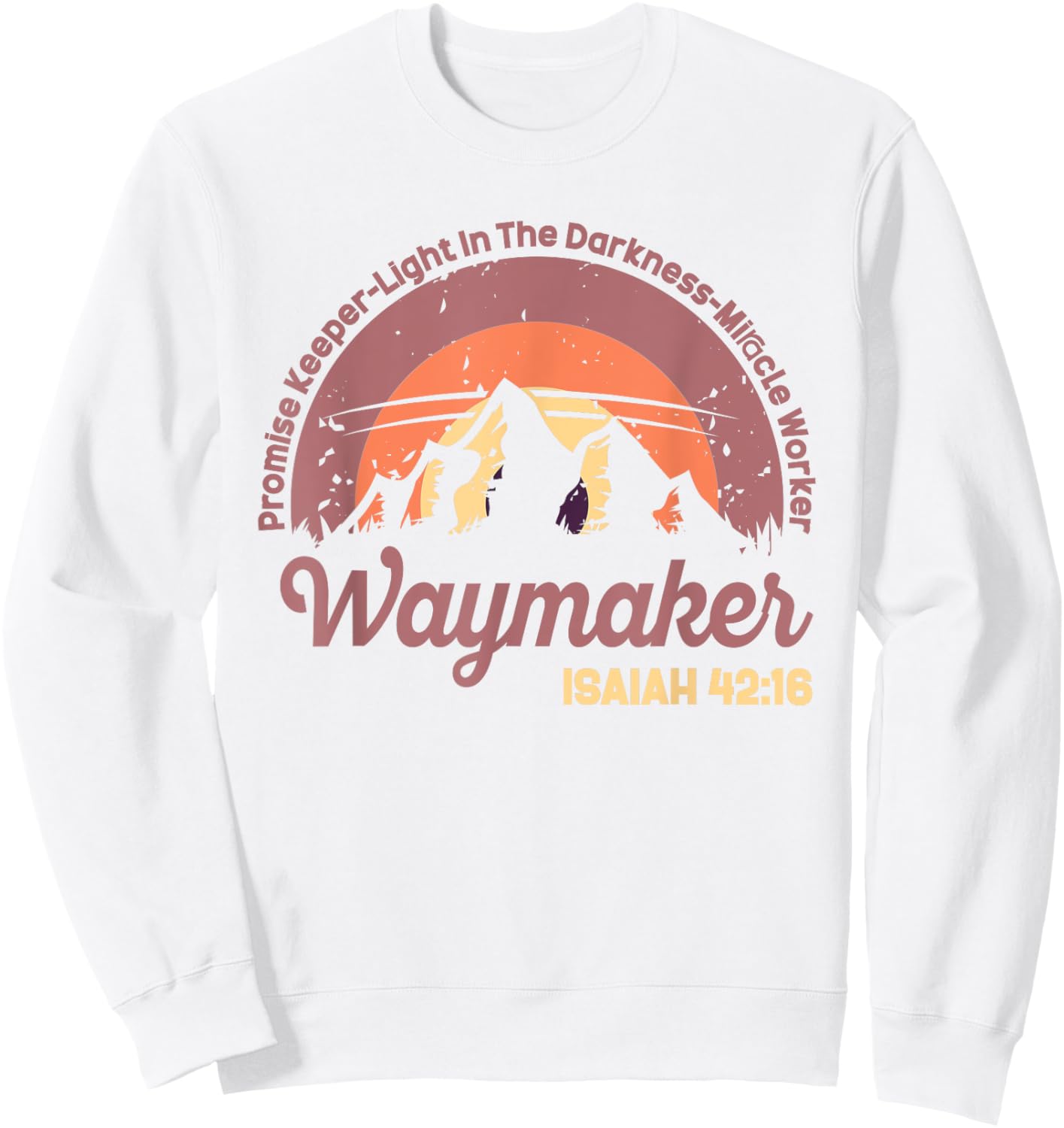 Waymaker Vintage Promise Keeper Miracle Worker Christian Sweatshirt - Sweatshirt | White