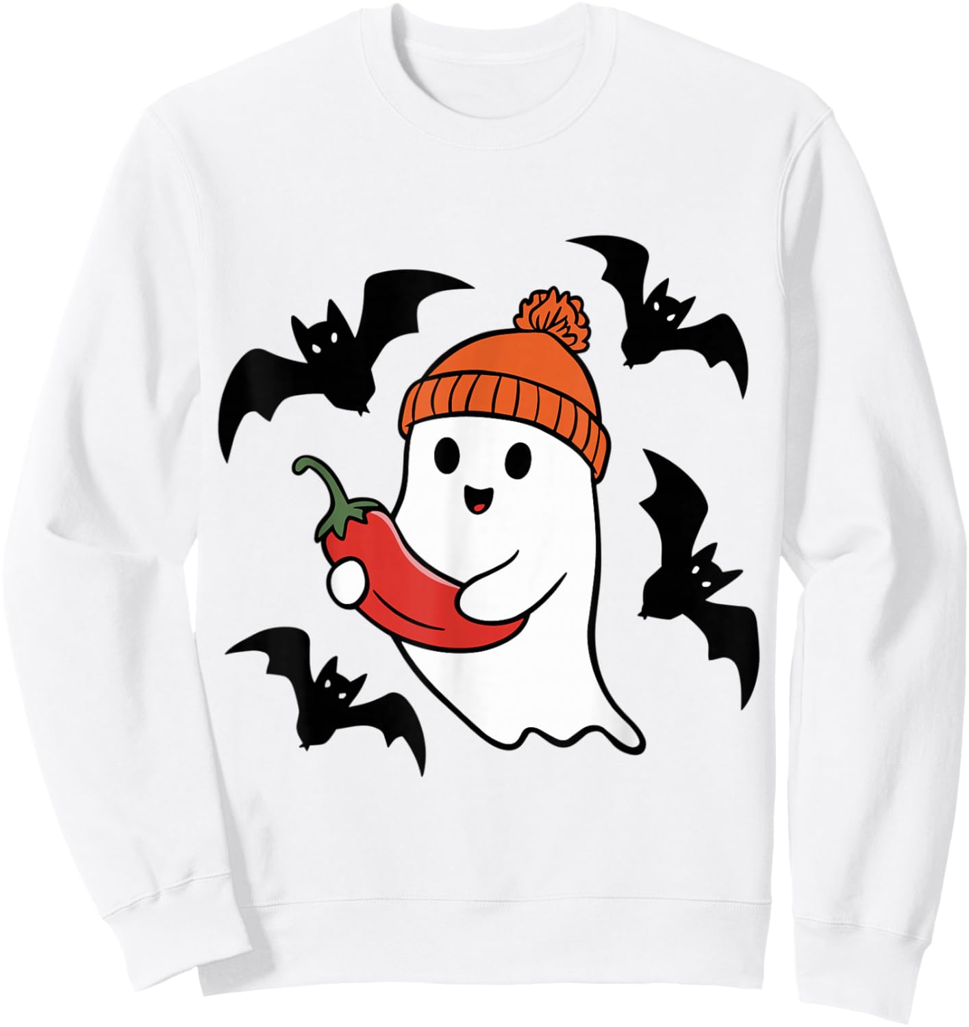 Cute Ghost Pepper Lovers Spooky Halloween Costume Sweatshirt - Sweatshirt | White