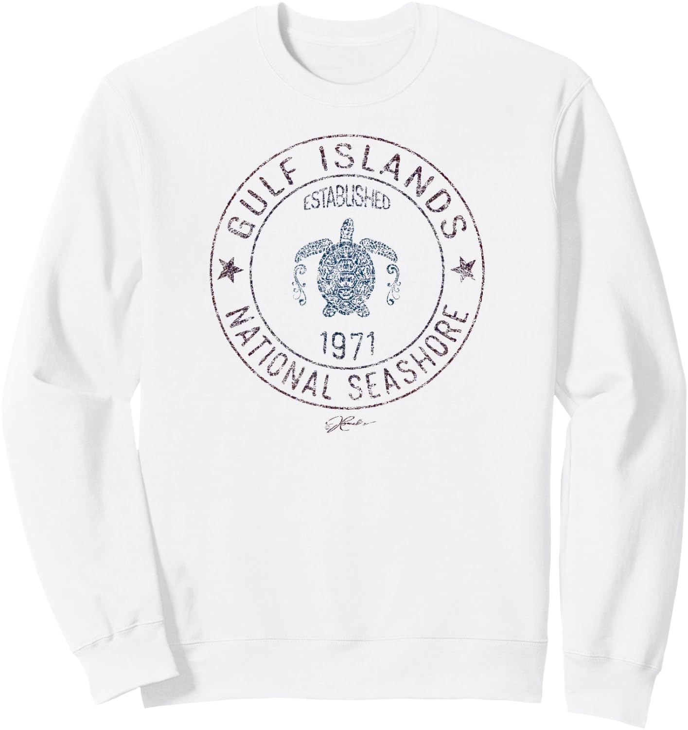 JCombs: Gulf Islands National Seashore with Sea Turtle Sweatshirt - Sweatshirt | White