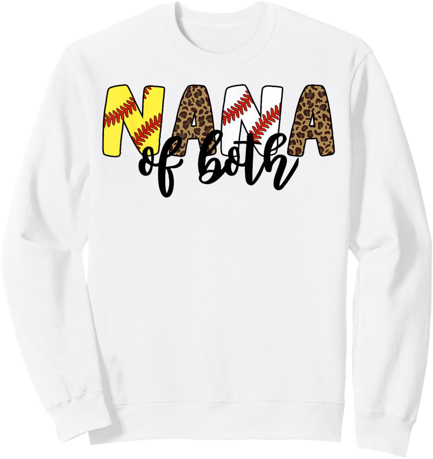 Leopard Nana Of Both Baseball Softball Grandma Mother's Day Sweatshirt - Sweatshirt | White