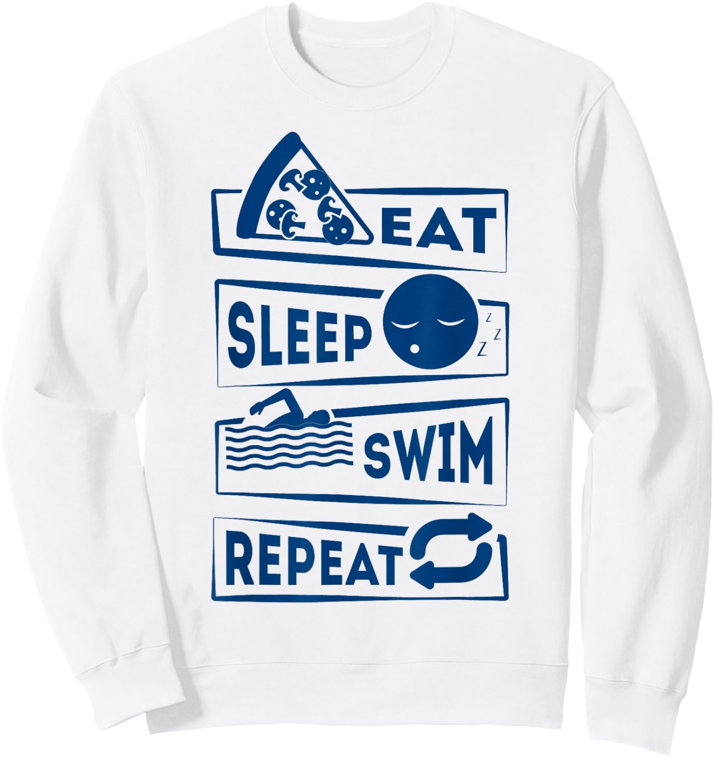 Eat Sleep Swim Repeat Swimming Sweatshirt - Sweatshirt | White