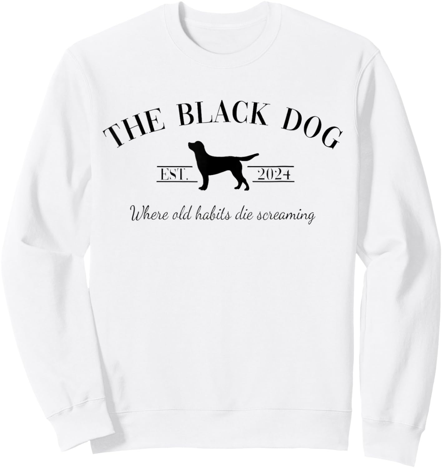 Retro Black Dog Club Old Habits Est. 2024 Kids Sweatshirt - Sweatshirt | White