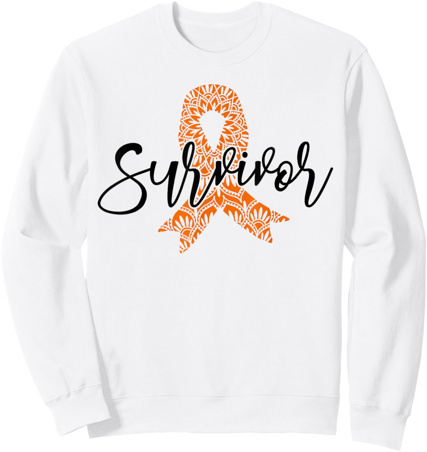 Orange Ribbon Kidney Cancer Survivor Kidney Cancer Awareness Sweatshirt - Sweatshirt | White