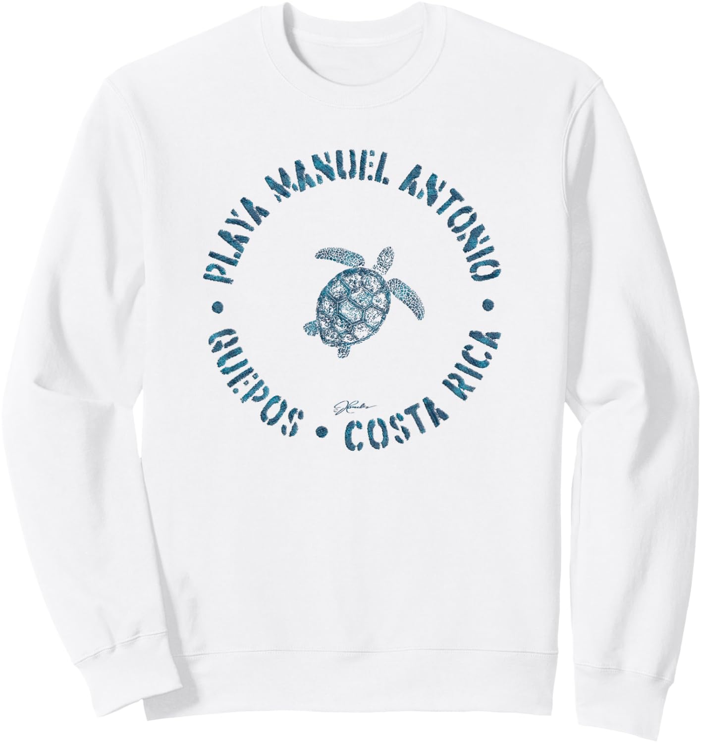 JCombs: Playa Manuel Antonio Sea Turtle (Distressed) Sweatshirt - Sweatshirt | White