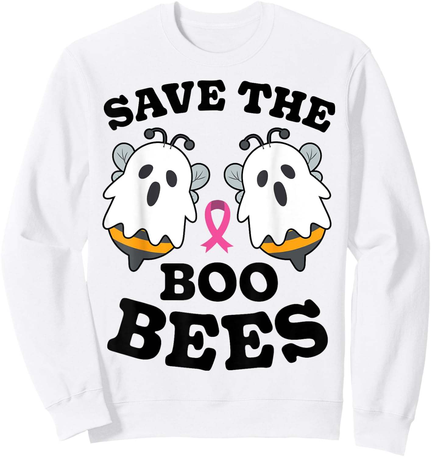 Save The Boo Bees Funny Breast Cancer Awareness Halloween Sweatshirt - Sweatshirt | White