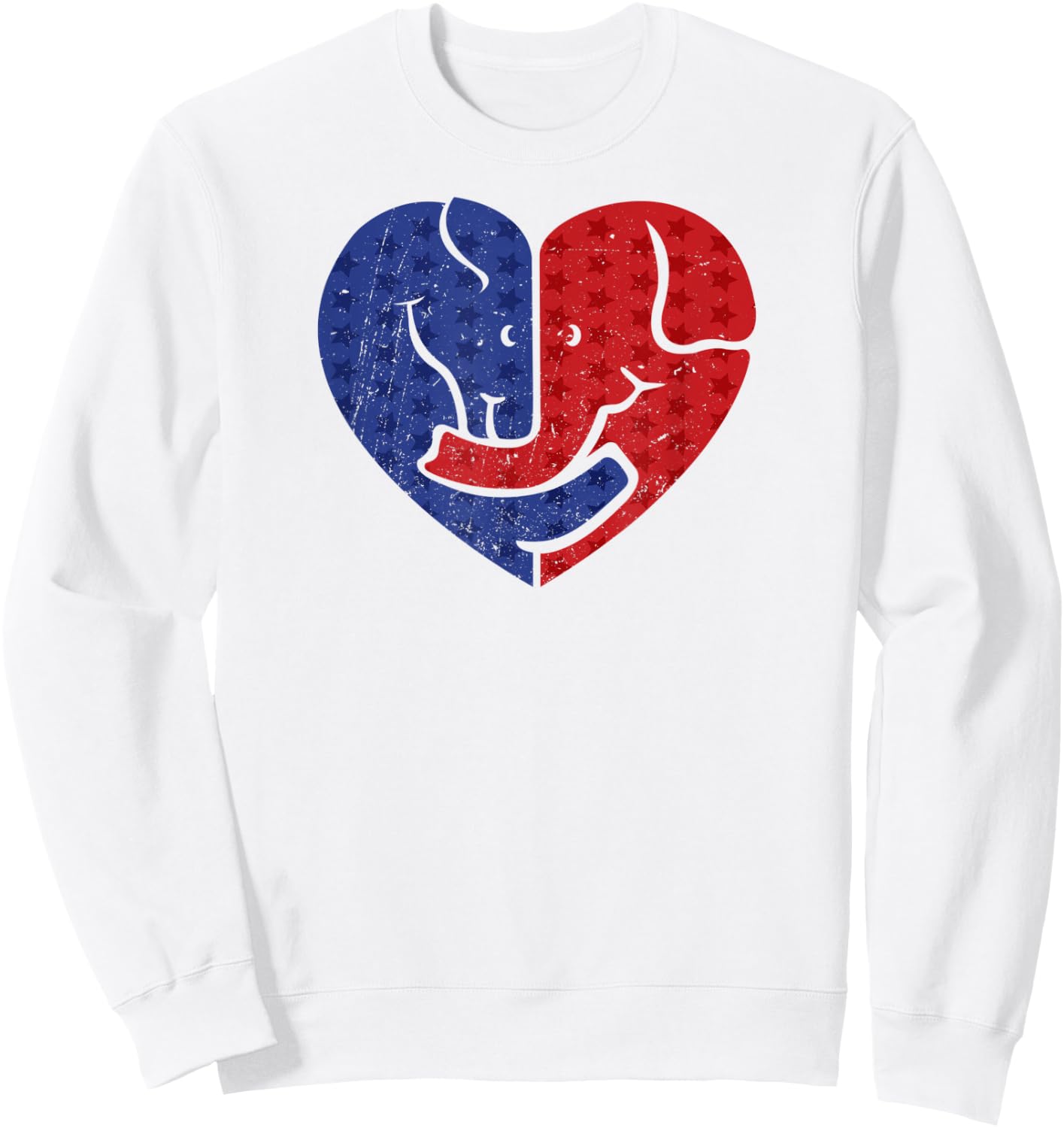 Democratic Donkey and Republican Elephant Love Heart Sweatshirt - Sweatshirt | White