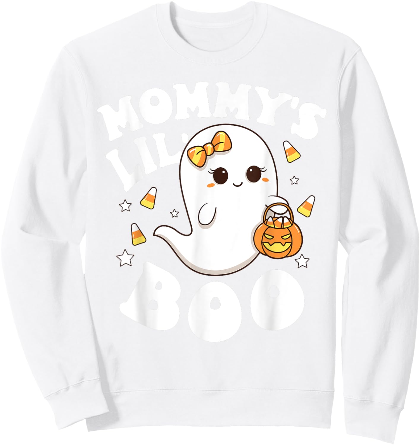 Mommy's Lil' Boo Baby Girls Toddler Halloween Cute Boo Ghost Sweatshirt - Sweatshirt | White