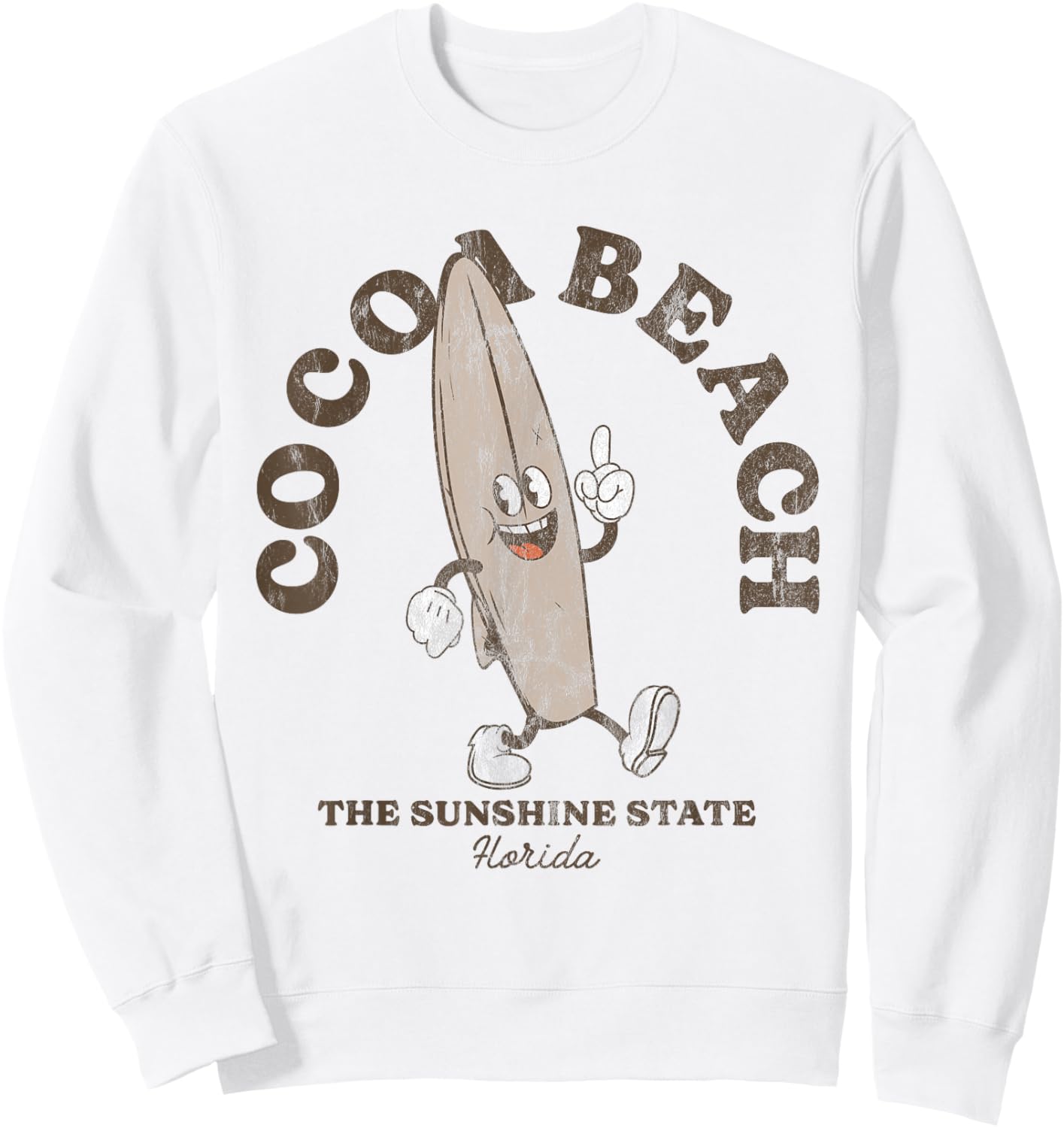 Cocoa Beach Florida Retro Surfer Vintage Beach Sweatshirt - Sweatshirt | White