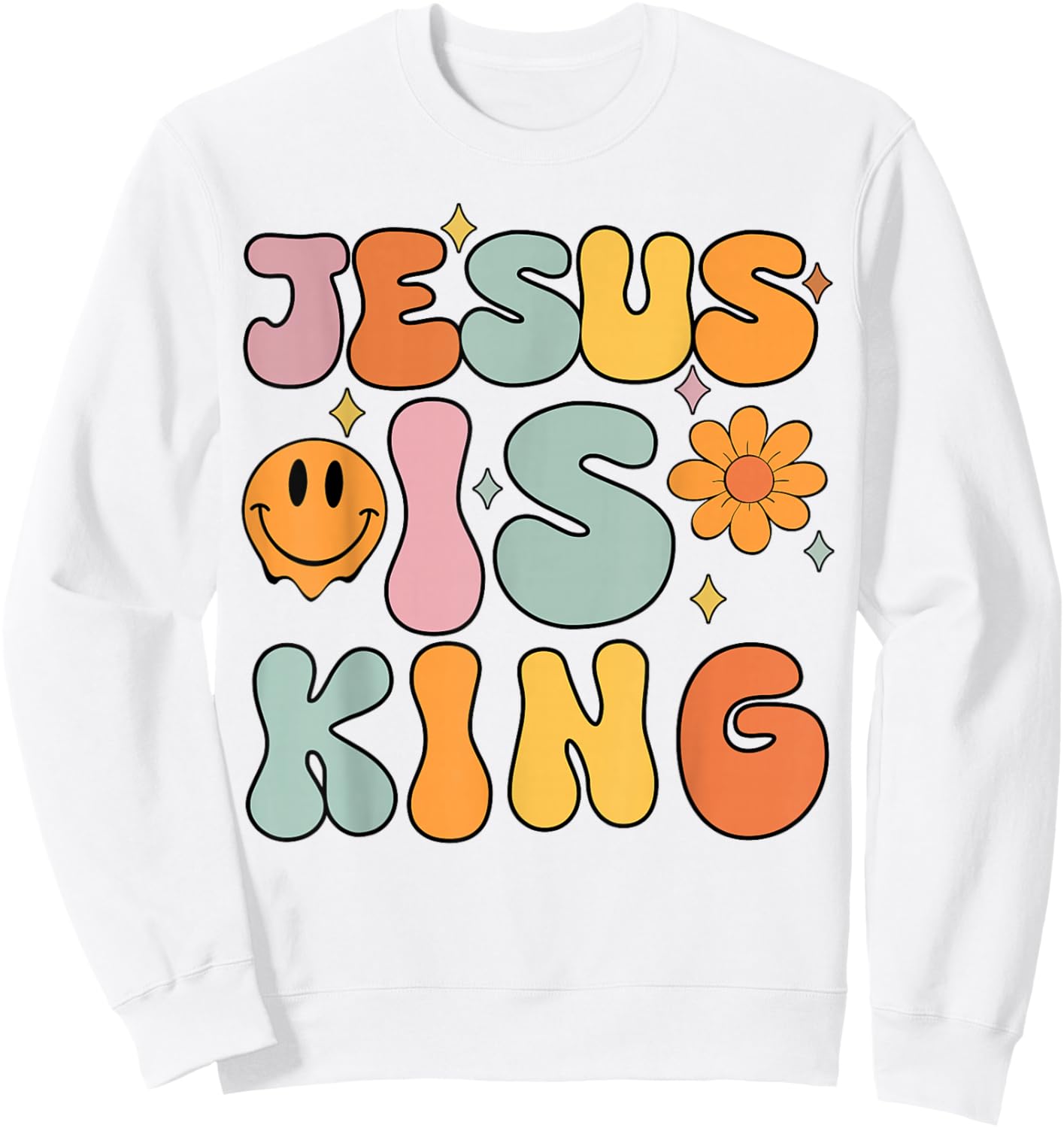 Youth Jesus is King Cute Christian Girl Teen Religious Faith Sweatshirt - Sweatshirt | White