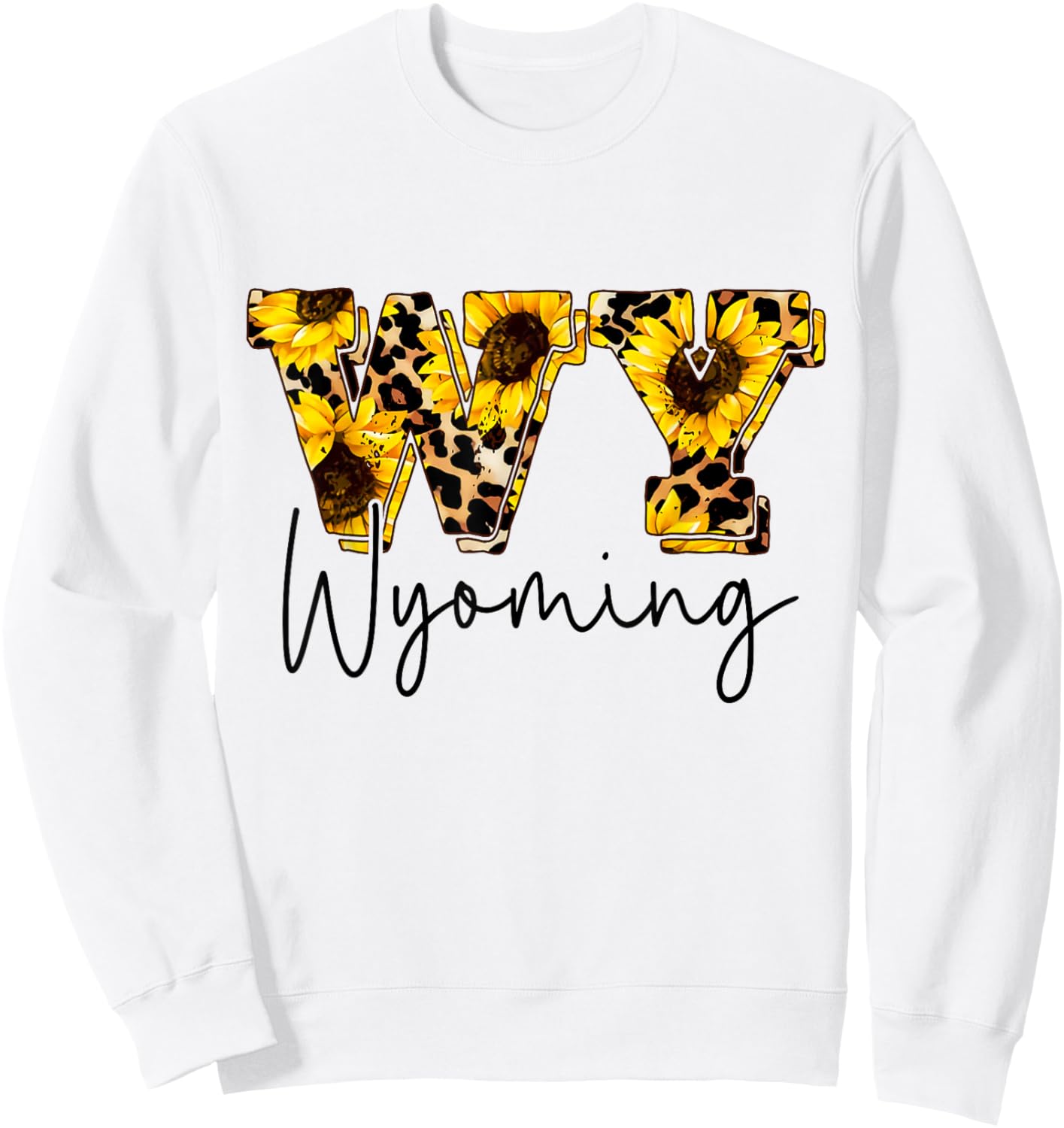Wyoming Sunflower Leopard Print Gift Sweatshirt - Sweatshirt | White