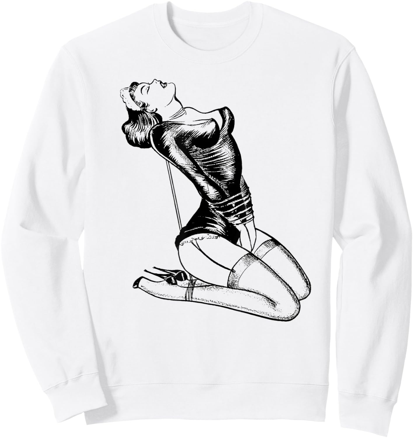 Sexy French Maid Lingerie Retro Rope Bondage Western BDSM Sweatshirt - Sweatshirt | White