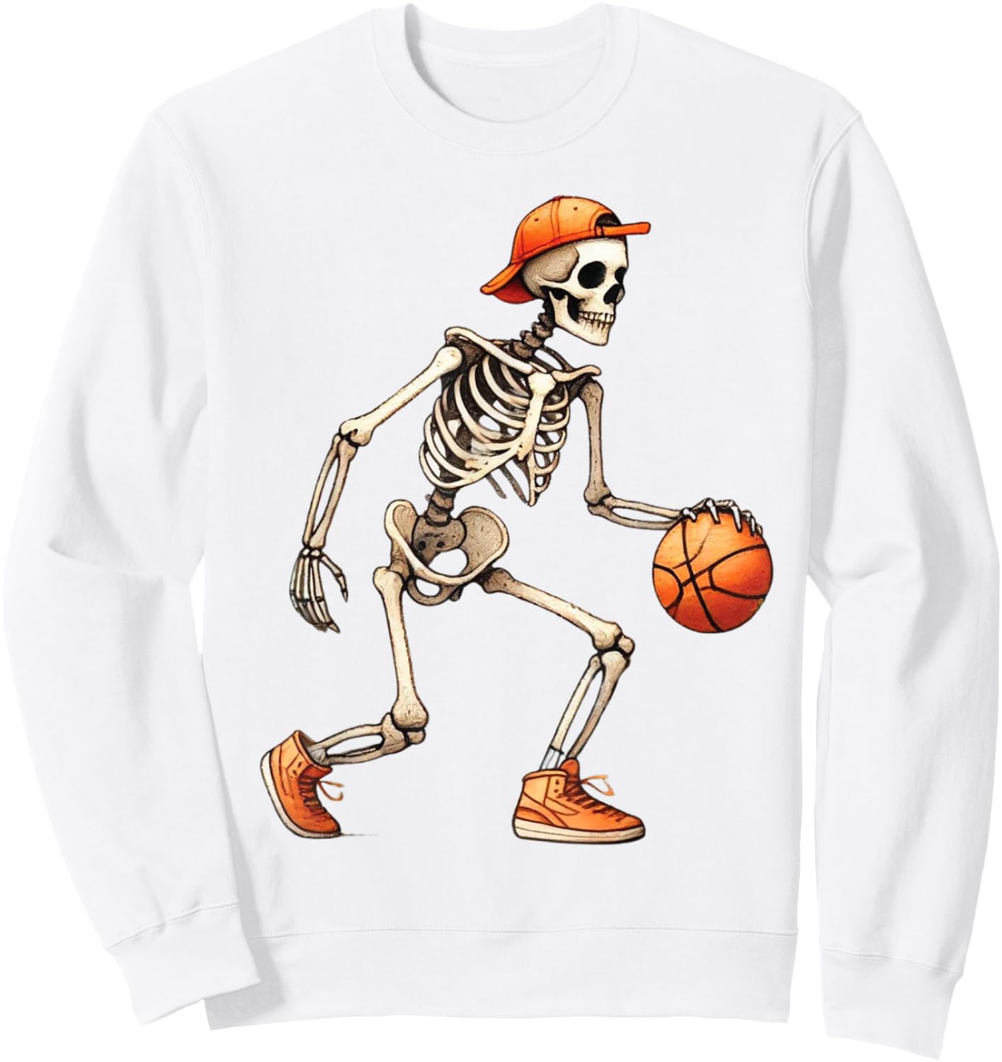 Skeleton Basketball Halloween Costume Funny Men Boys Kids Sweatshirt - Sweatshirt | White
