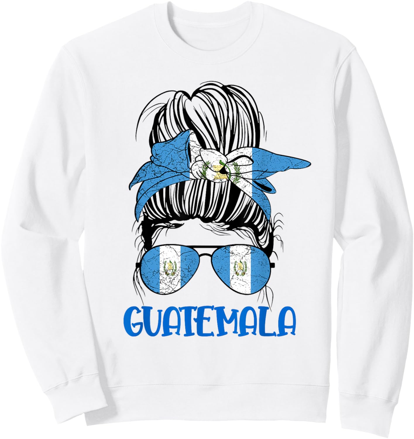 Chapina Girl Guatemala Messy Bun Guatemalan Woman & Kids Sweatshirt - Sweatshirt | White