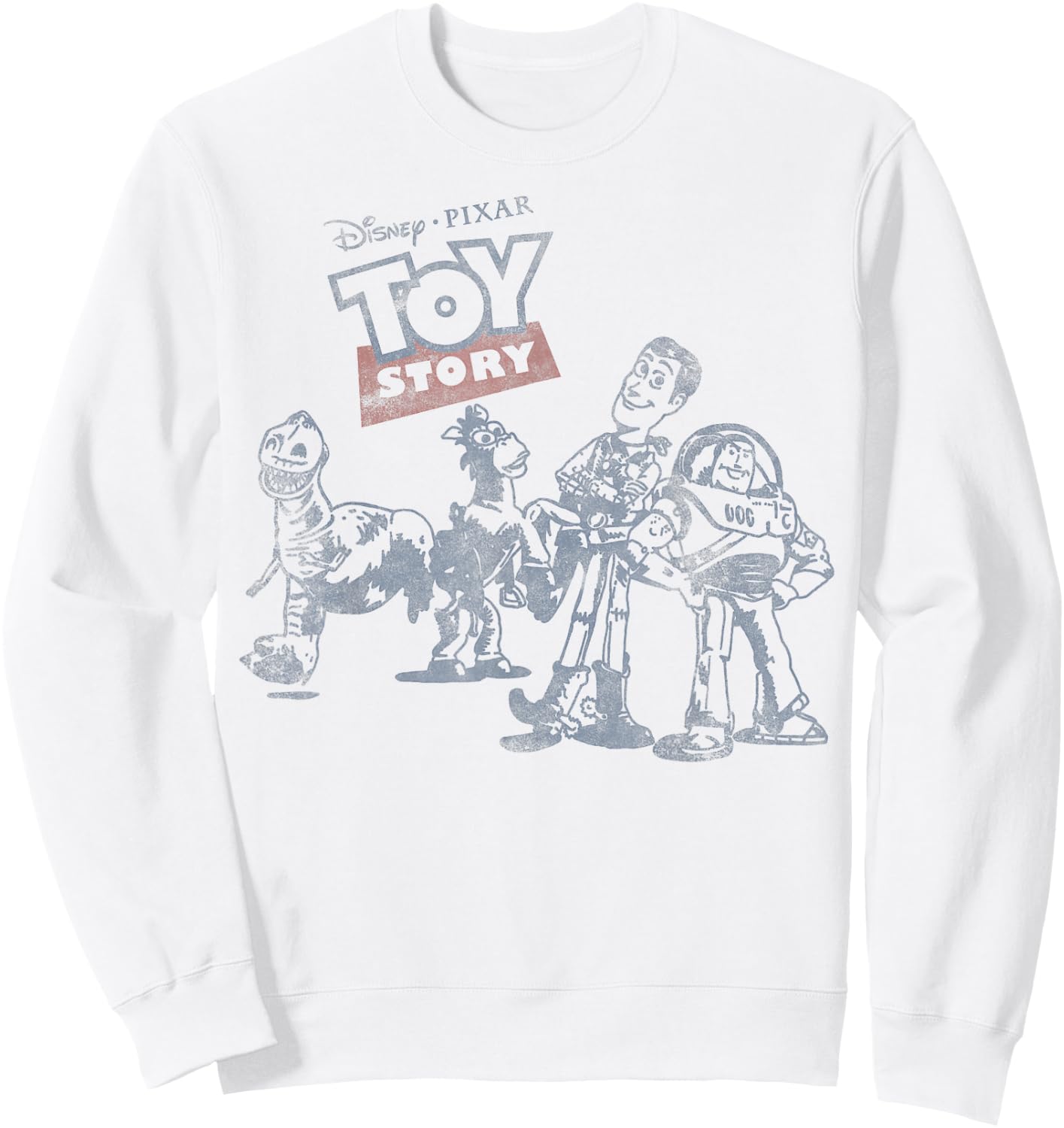 Disney Pixar Toy Story Group Shot Vintage Outlined Portrait Sweatshirt - Sweatshirt | White