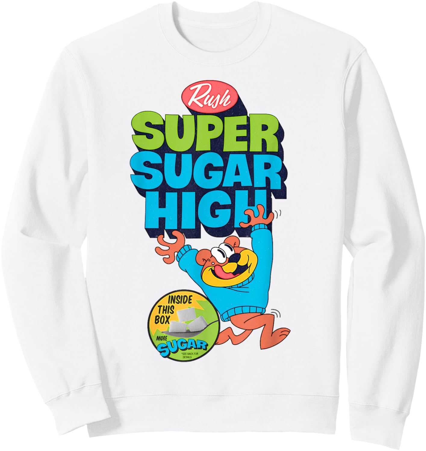Super Sugar Funny Cereal Box Sweet Tooth Bear Candy Sweatshirt - Sweatshirt | White