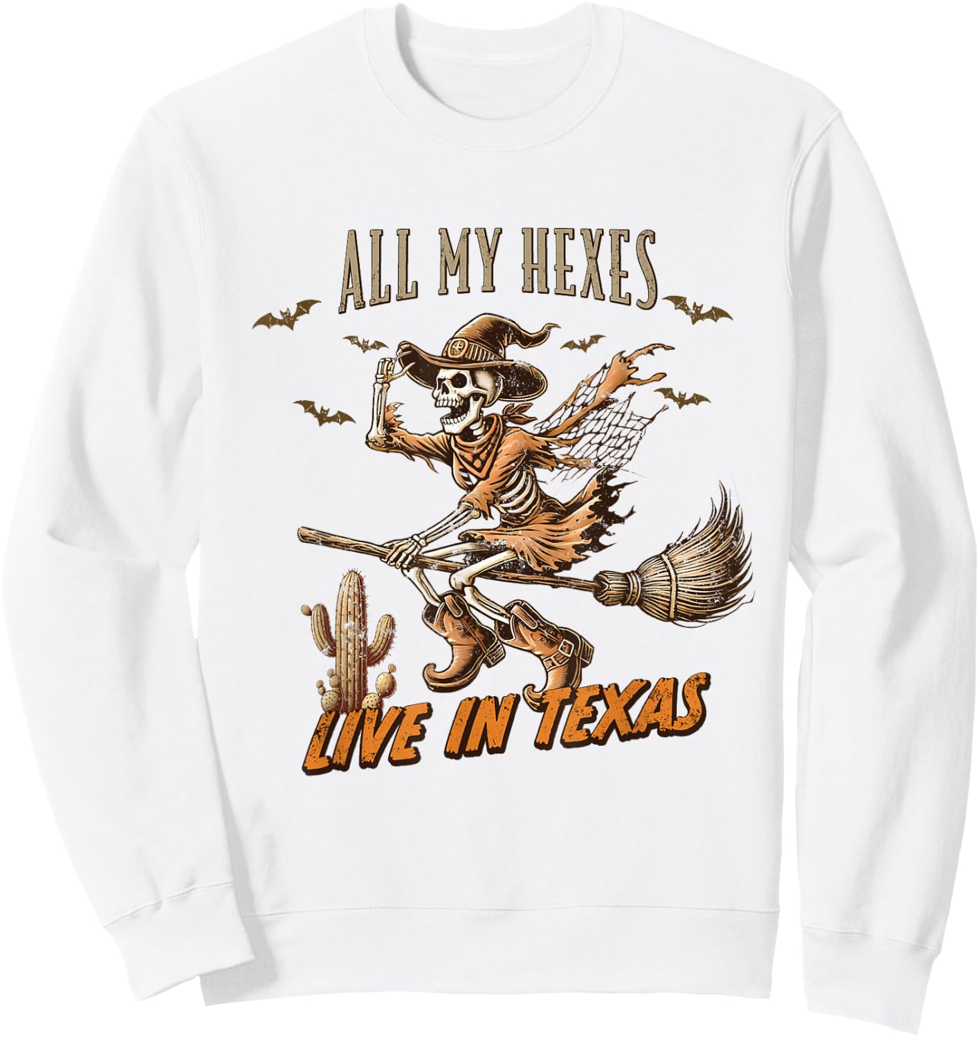 Funny Halloween All My Hexes Live In Texas Sweatshirt - Sweatshirt | White