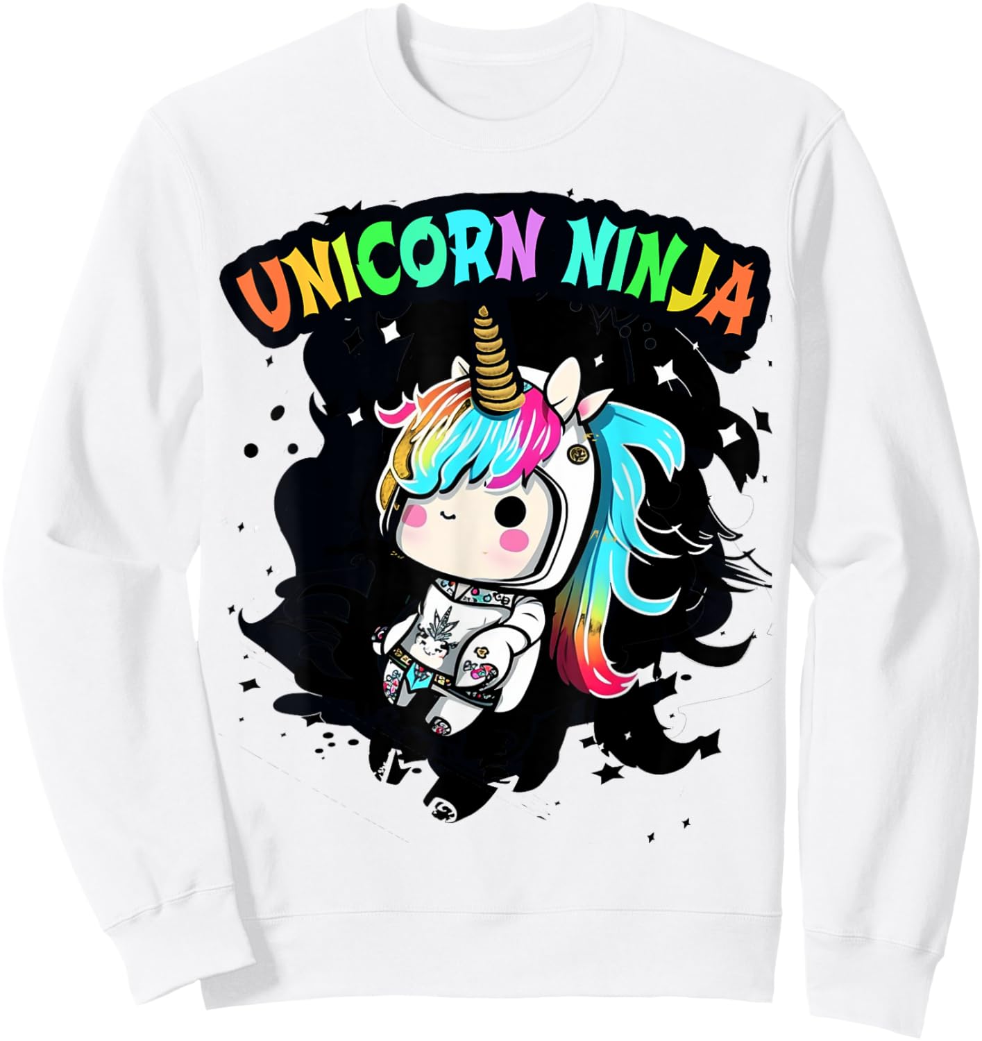 Pink UNICORN NINJA Girls Kids 4 5 6 7 8th Birthday Squad Mom Sweatshirt - Sweatshirt | White