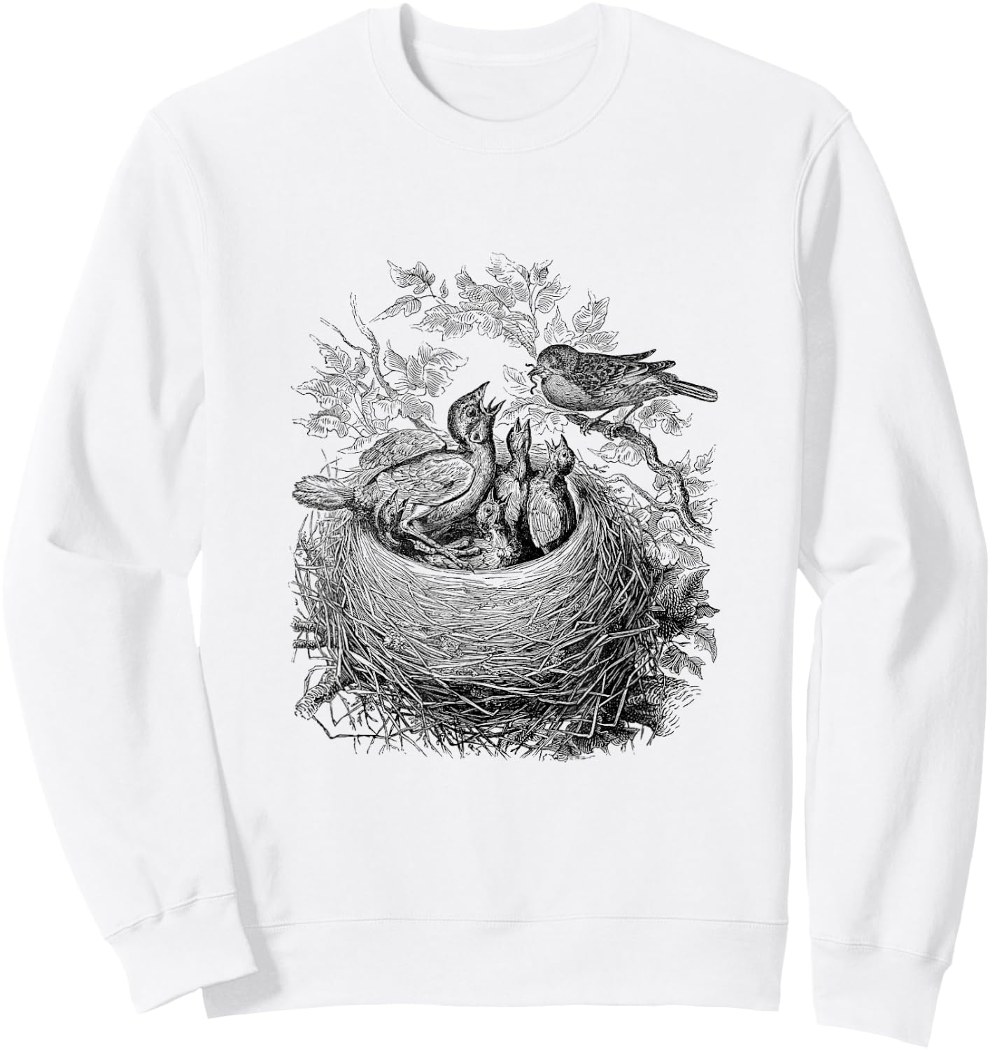 Baby Bird's Nest Print Sweatshirt - Sweatshirt | White