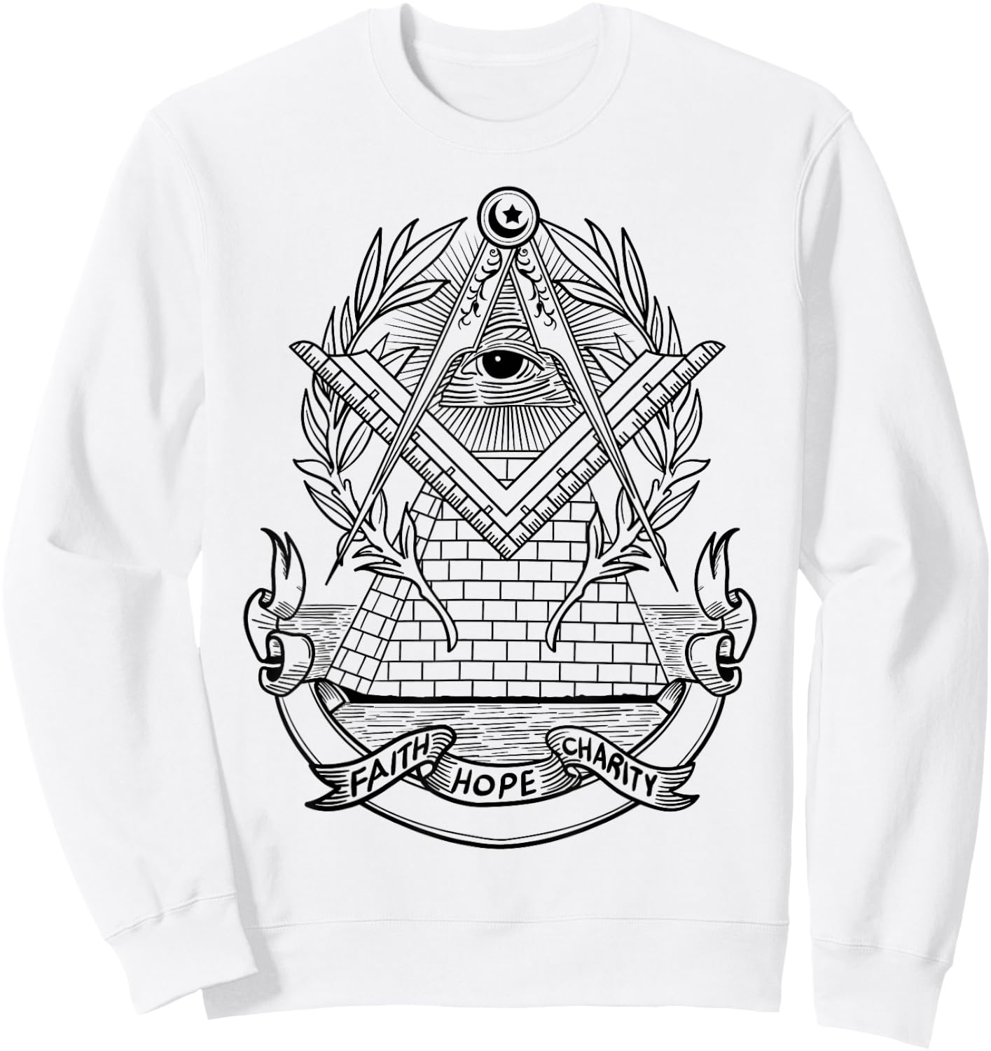 Freemason Emblem - All Seeing Eye - Faith Hope Charity Sweatshirt - Sweatshirt | White