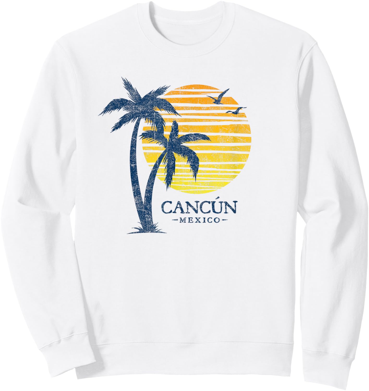 Cancun Mexico Souvenir Beach Sunset Vintage Sweatshirt - Sweatshirt | White