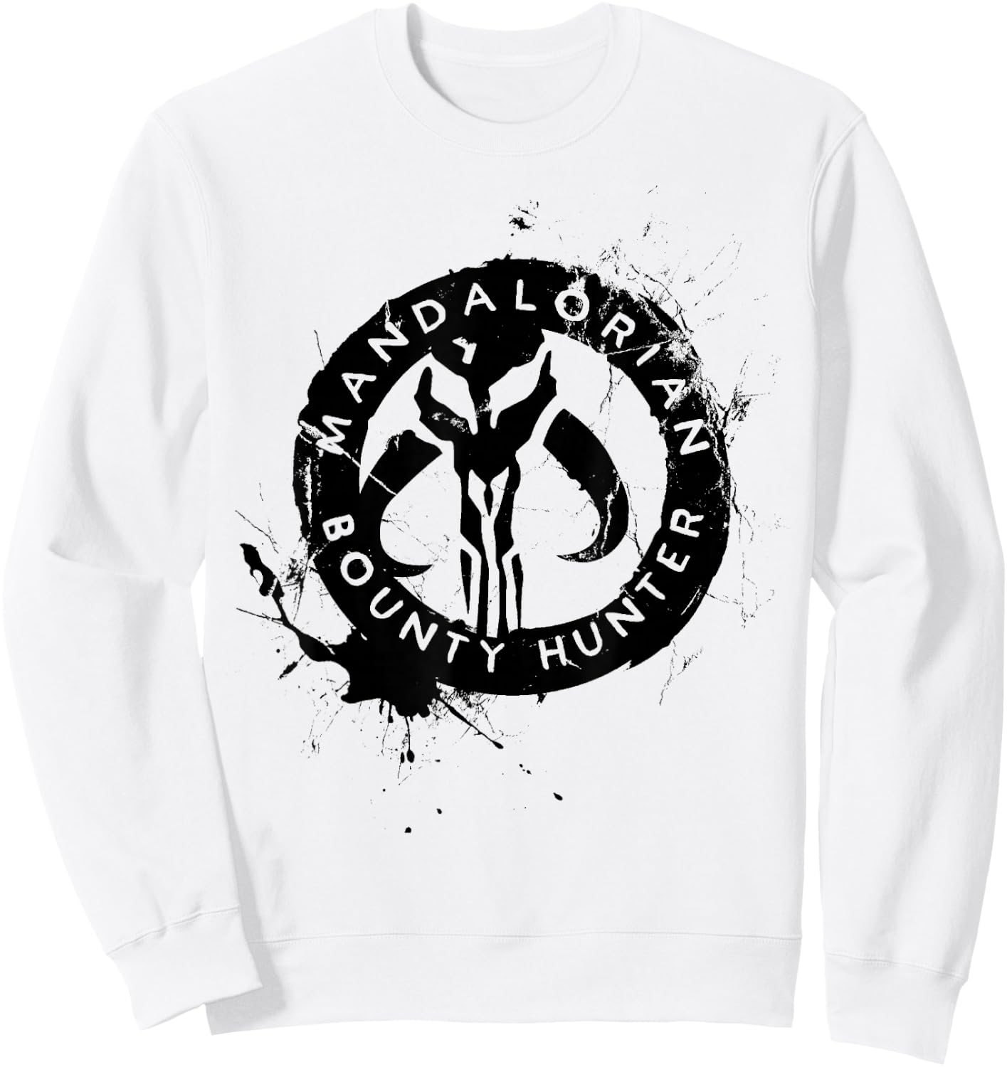 Star Wars The Mandalorian Bounty Hunter Splatter Logo Sweatshirt - Sweatshirt | White