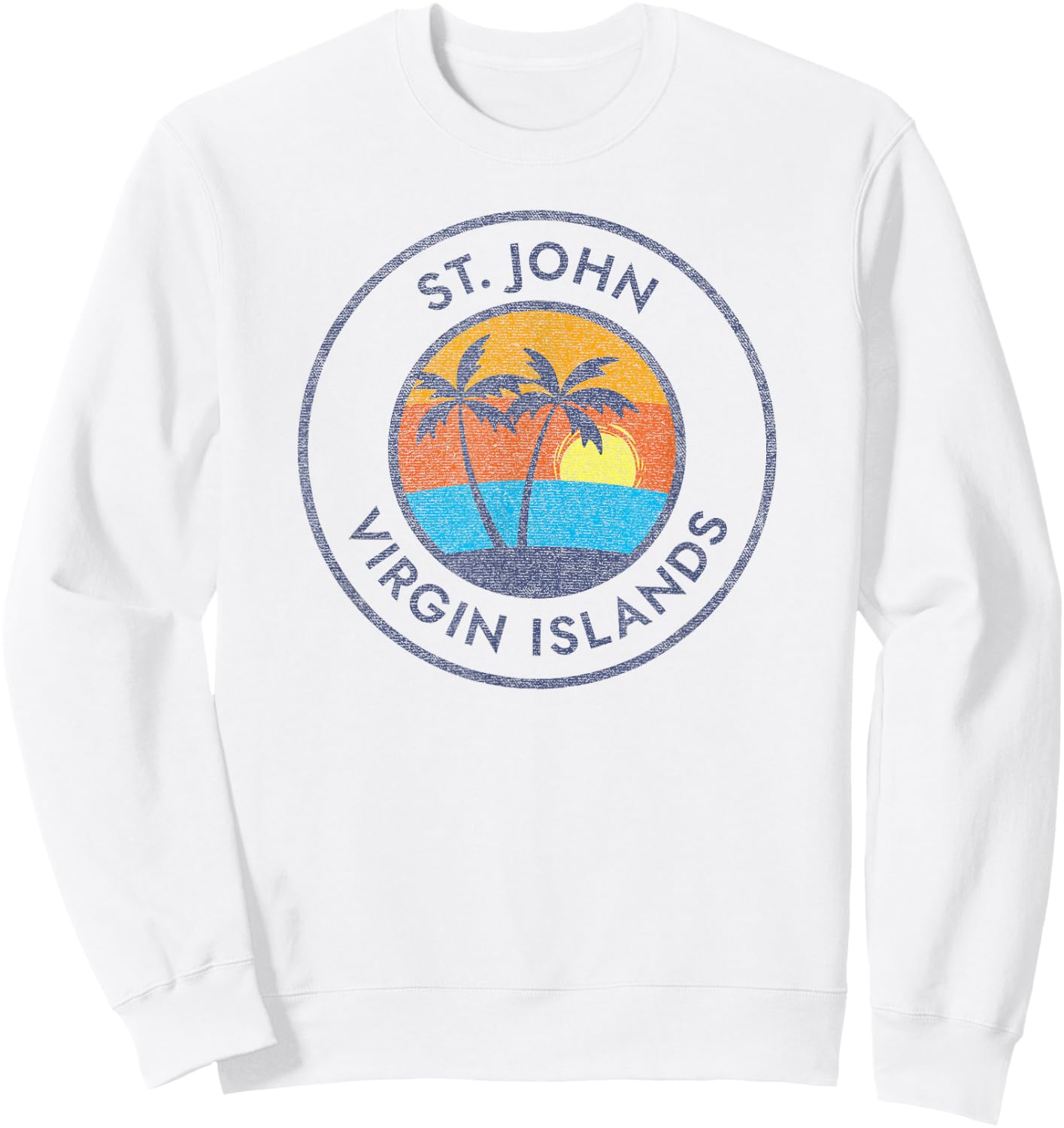 St. John Virgin Islands USVI Vintage Sunset Distressed Sweatshirt - Sweatshirt | White