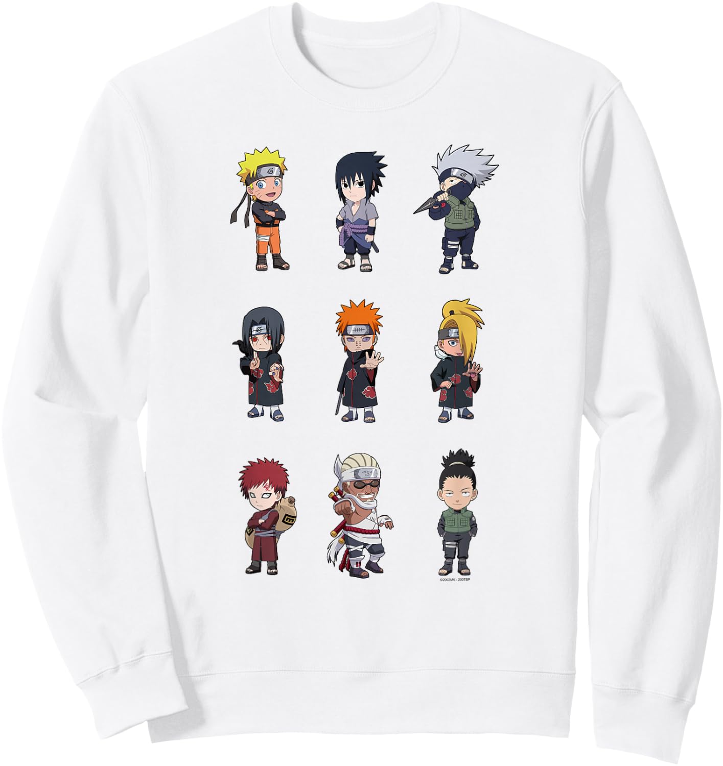Naruto Shippuden Super Deformed Character Grid Anime Sweatshirt - Sweatshirt | White